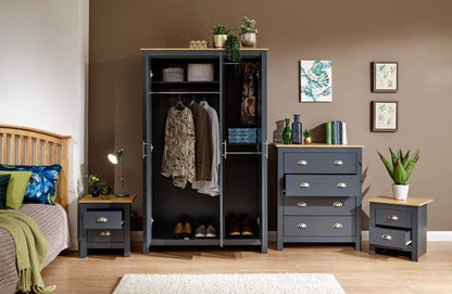 GFW Bedroom Set Lancaster 4 Piece Set Slate Blue Bed Kings