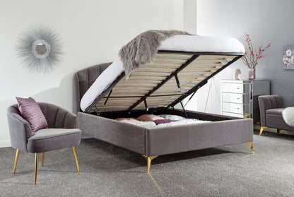 GFW Bedroom Set Pettine 3 Piece Bedroom Set in Grey - Lift Up Bed, Chair & Storage Ottoman Bed Kings