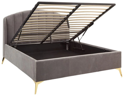 GFW Bedroom Set Pettine 3 Piece Bedroom Set in Grey - Lift Up Bed, Chair & Storage Ottoman Bed Kings