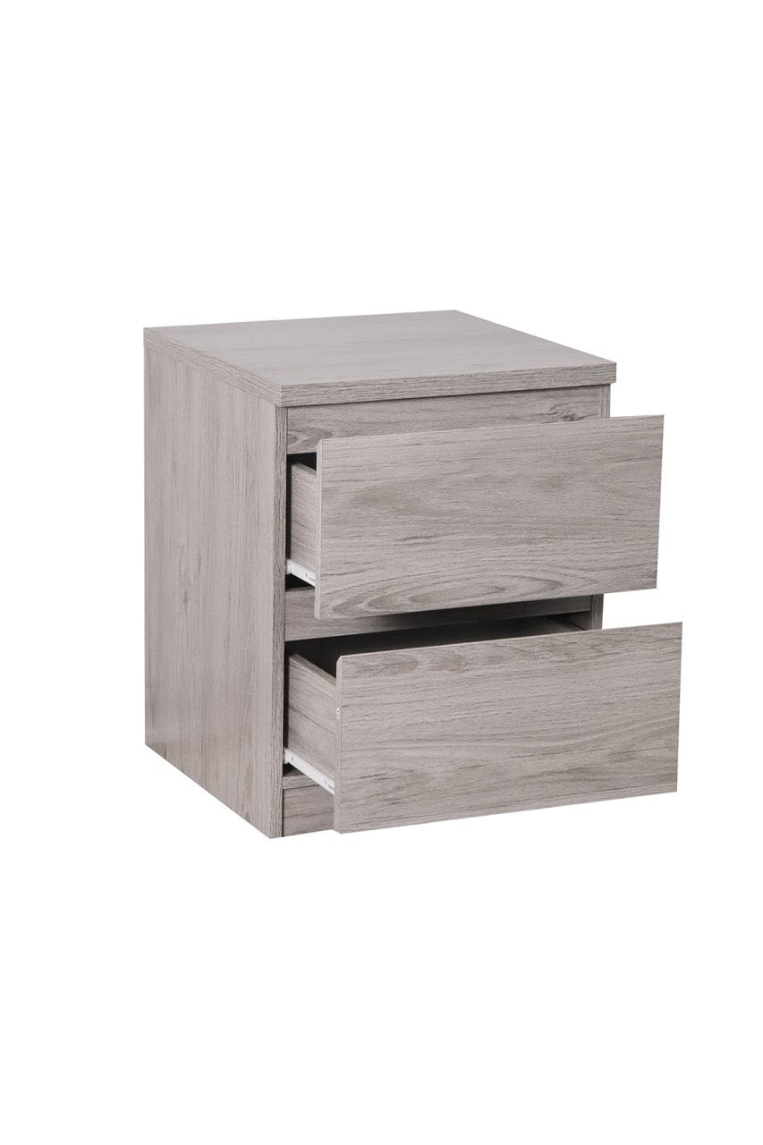 Julian Bowen Bedside Cabinet Jupiter  2 Drawer Bedside Grey Oak Bed Kings