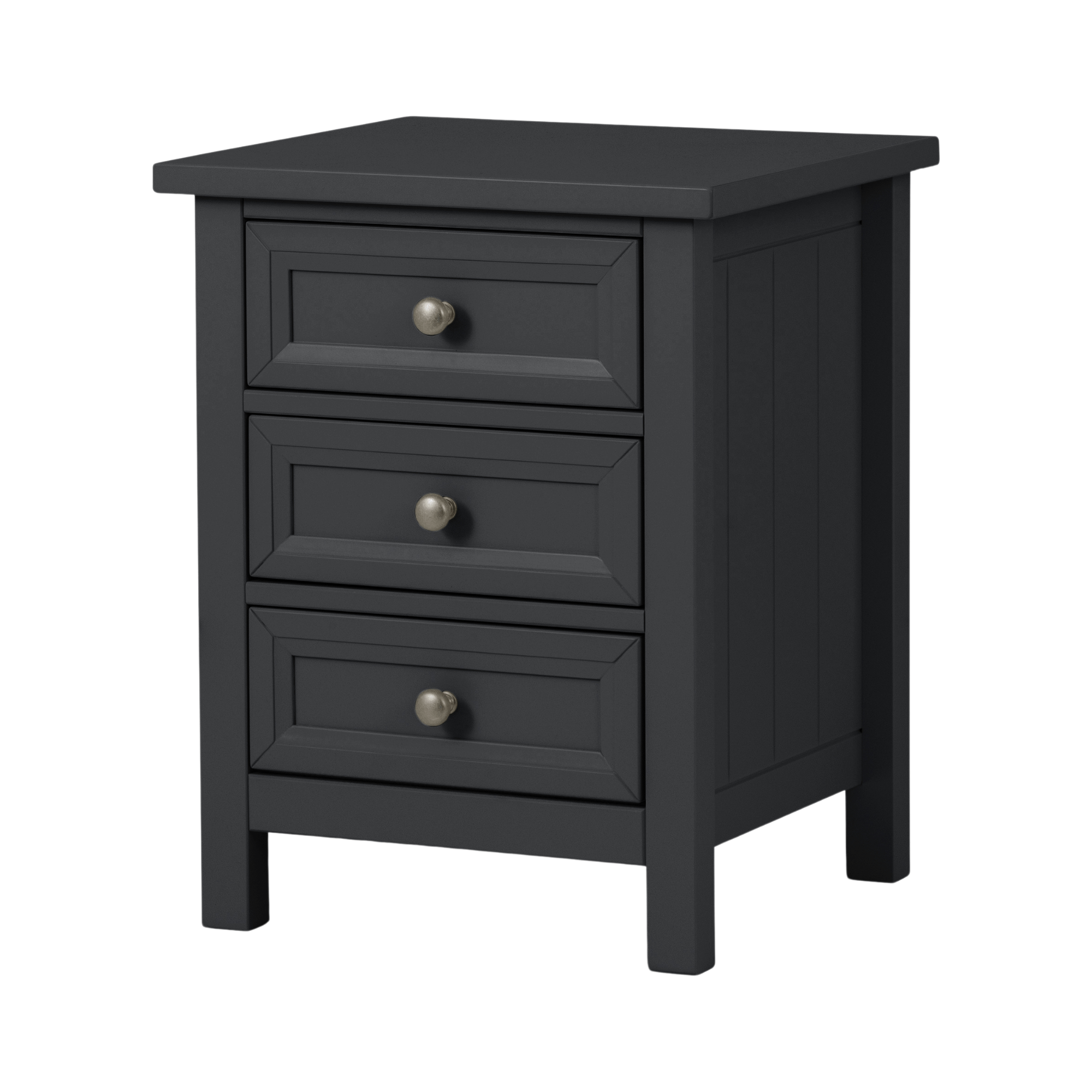 Julian Bowen Bedside Cabinet Maine 3 Drawer Bedside - Anthracite Bed Kings