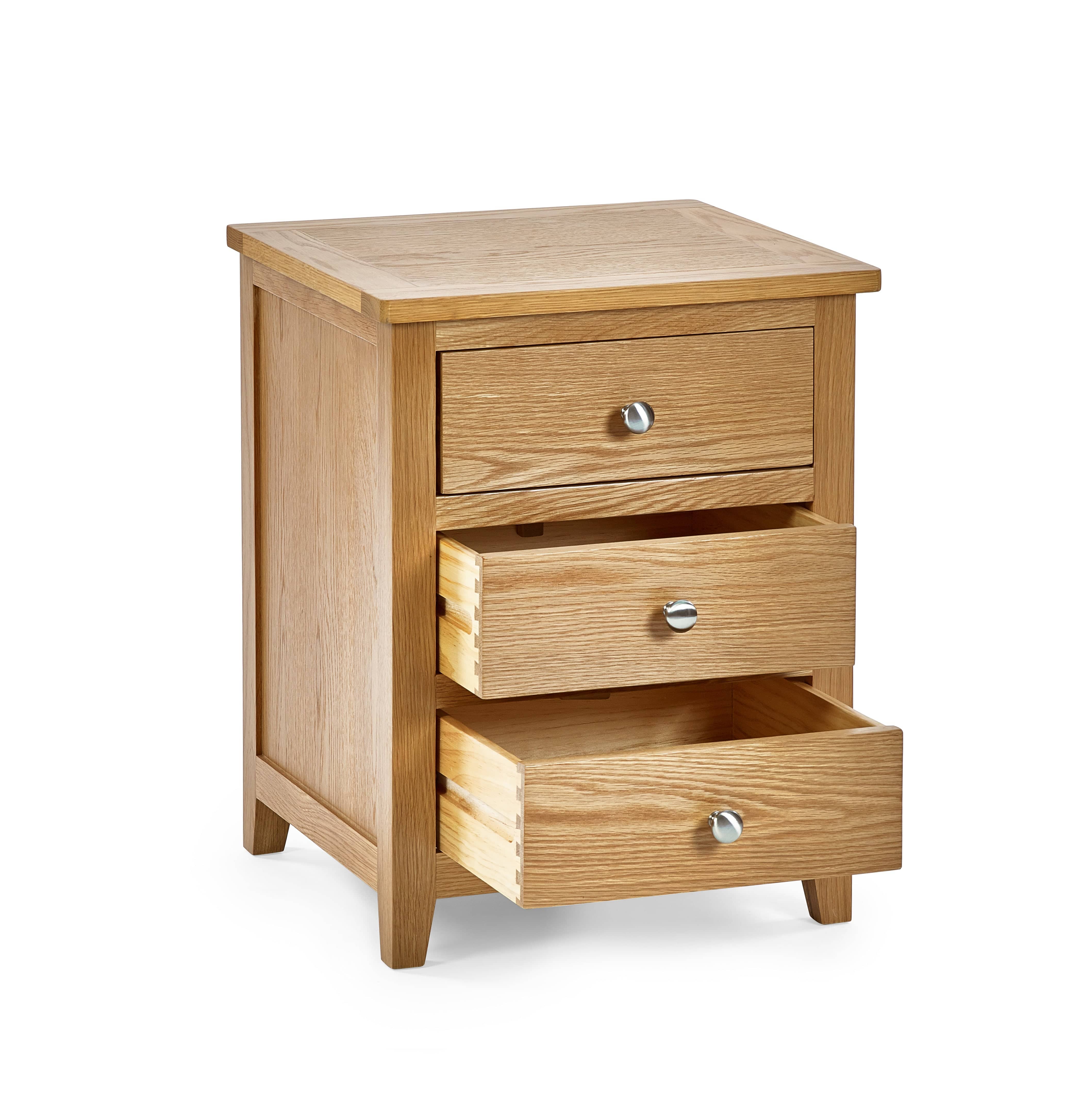 Julian Bowen Bedside Cabinet Mallory 3 Drawer Bedside Bed Kings