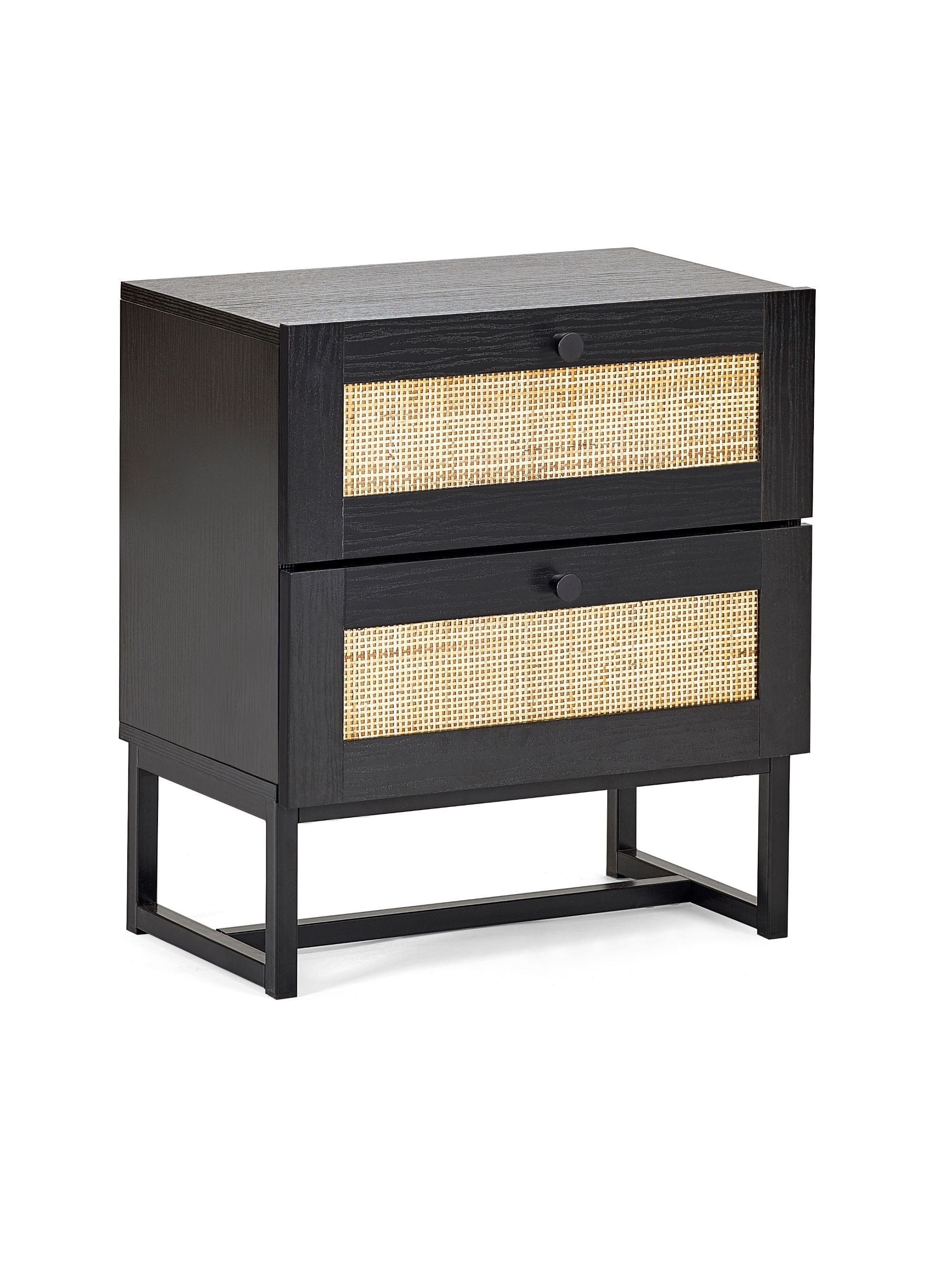 Julian Bowen Bedside Cabinet Padstow 2 Drawer Bedside - Black Bed Kings