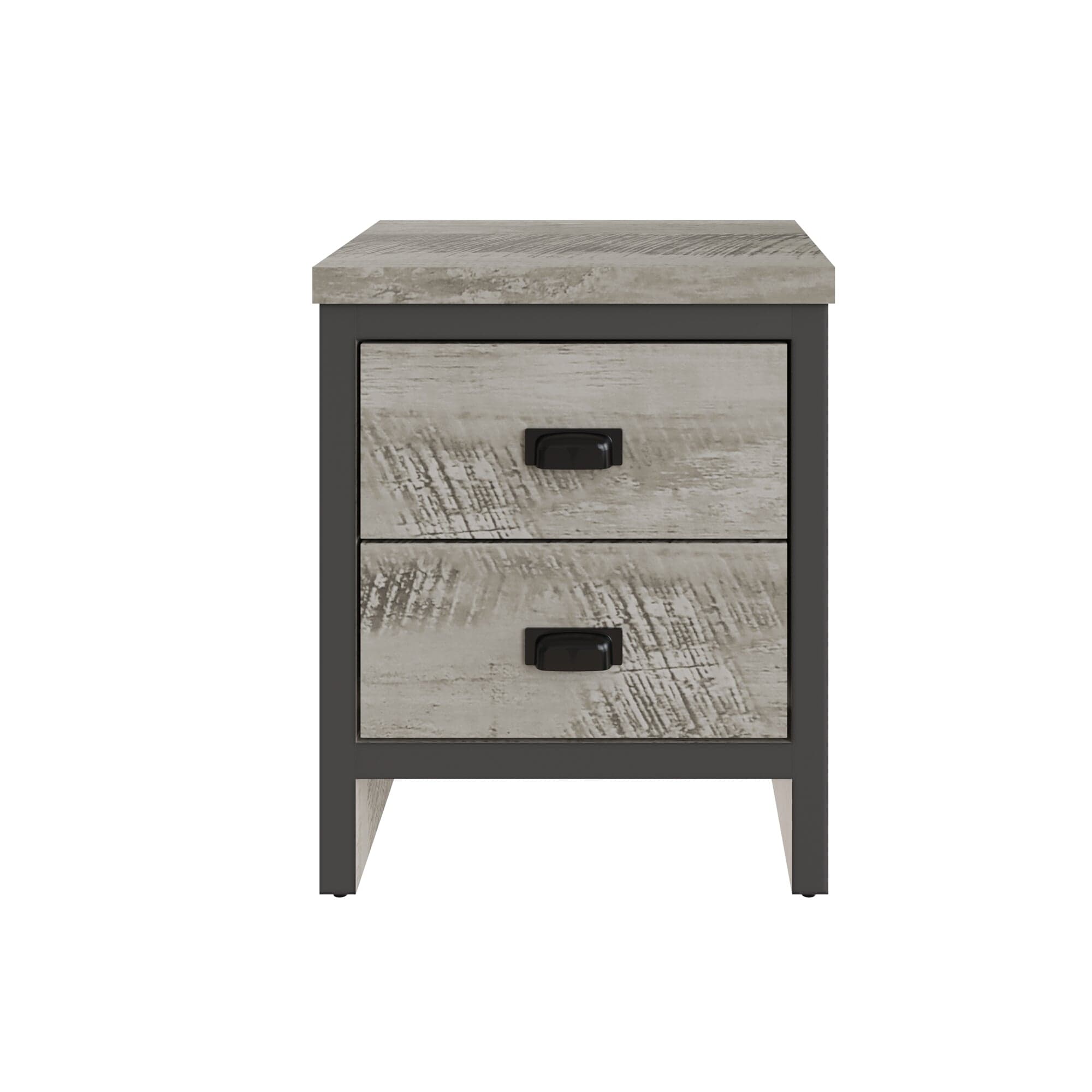 GFW Bedside Table Boston 2 Drawer Bedside Table Grey Bed Kings