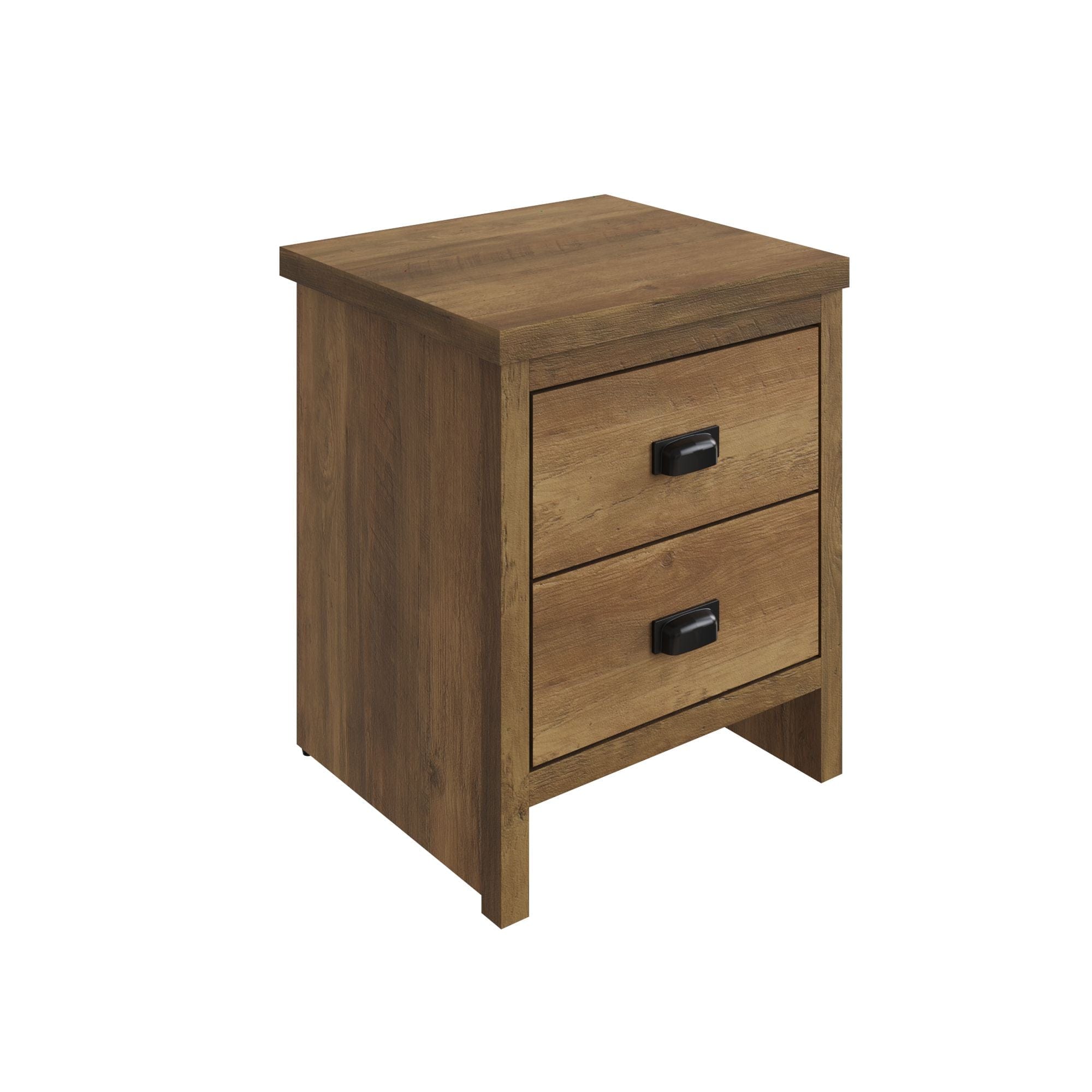 GFW Bedside Table Boston 2 Drawer Bedside Table Knotty Oak Bed Kings