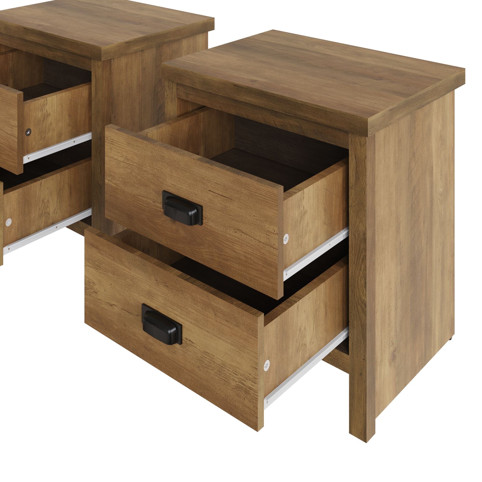 GFW Bedside Table Boston 2 Drawer Bedside Table Pair Knotty Oak Bed Kings