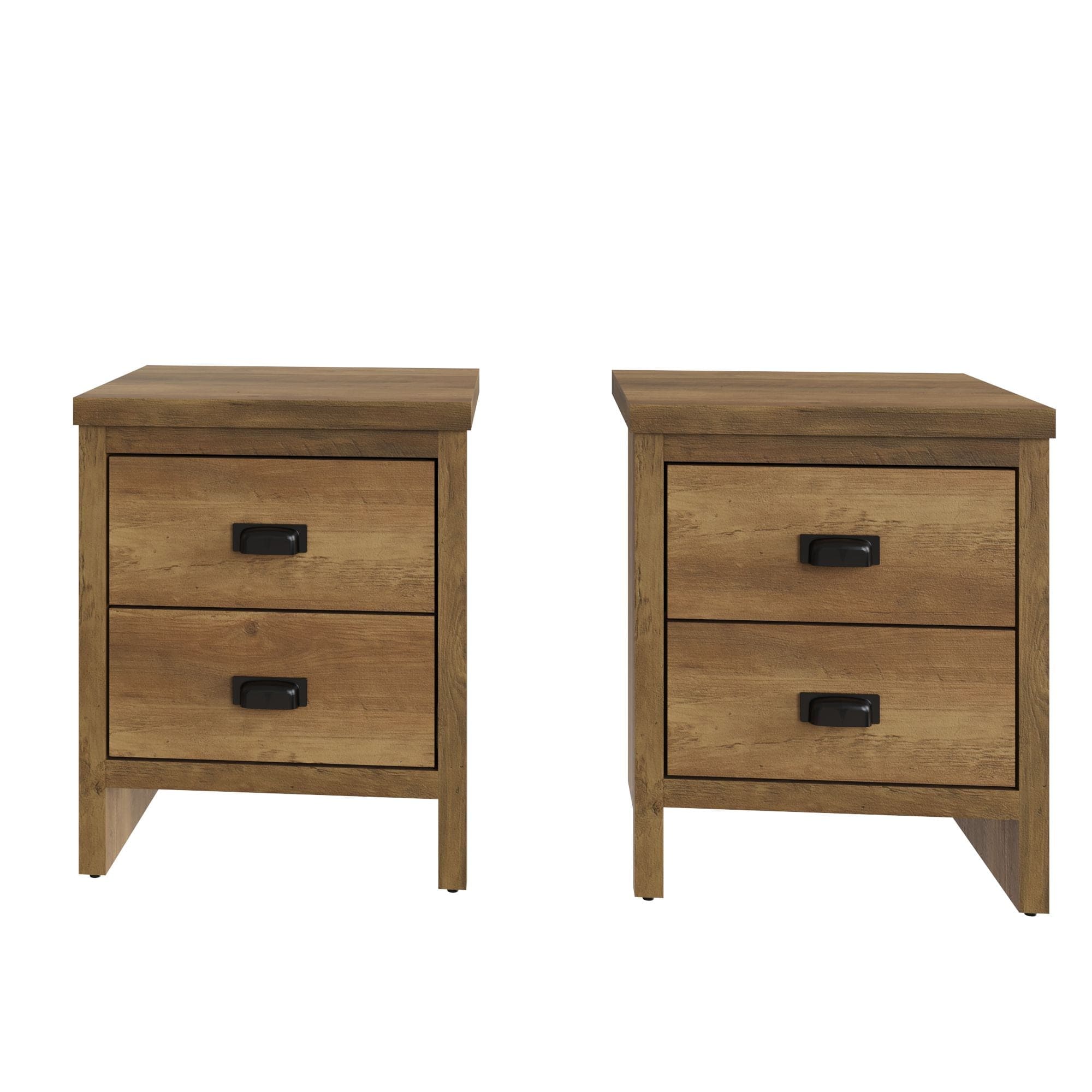 GFW Bedside Table Boston 2 Drawer Bedside Table Pair Knotty Oak Bed Kings