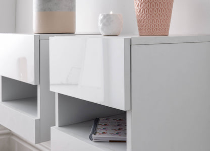 GFW Bedside Table Galicia Pair Of Wall Hanging Bedside Tables White Bed Kings