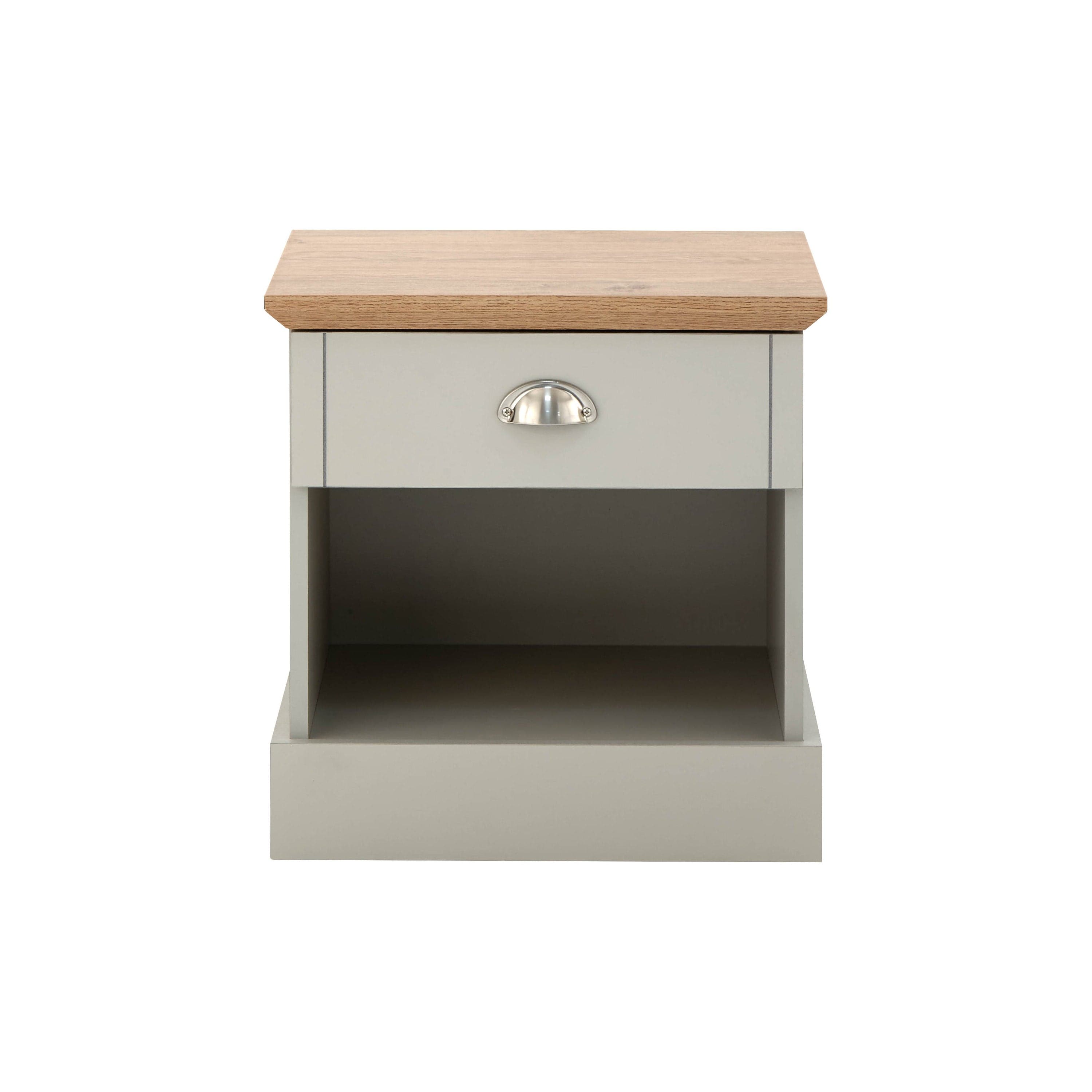 GFW Bedside Table Kendal 1 Drawer Bedside Grey Bed Kings