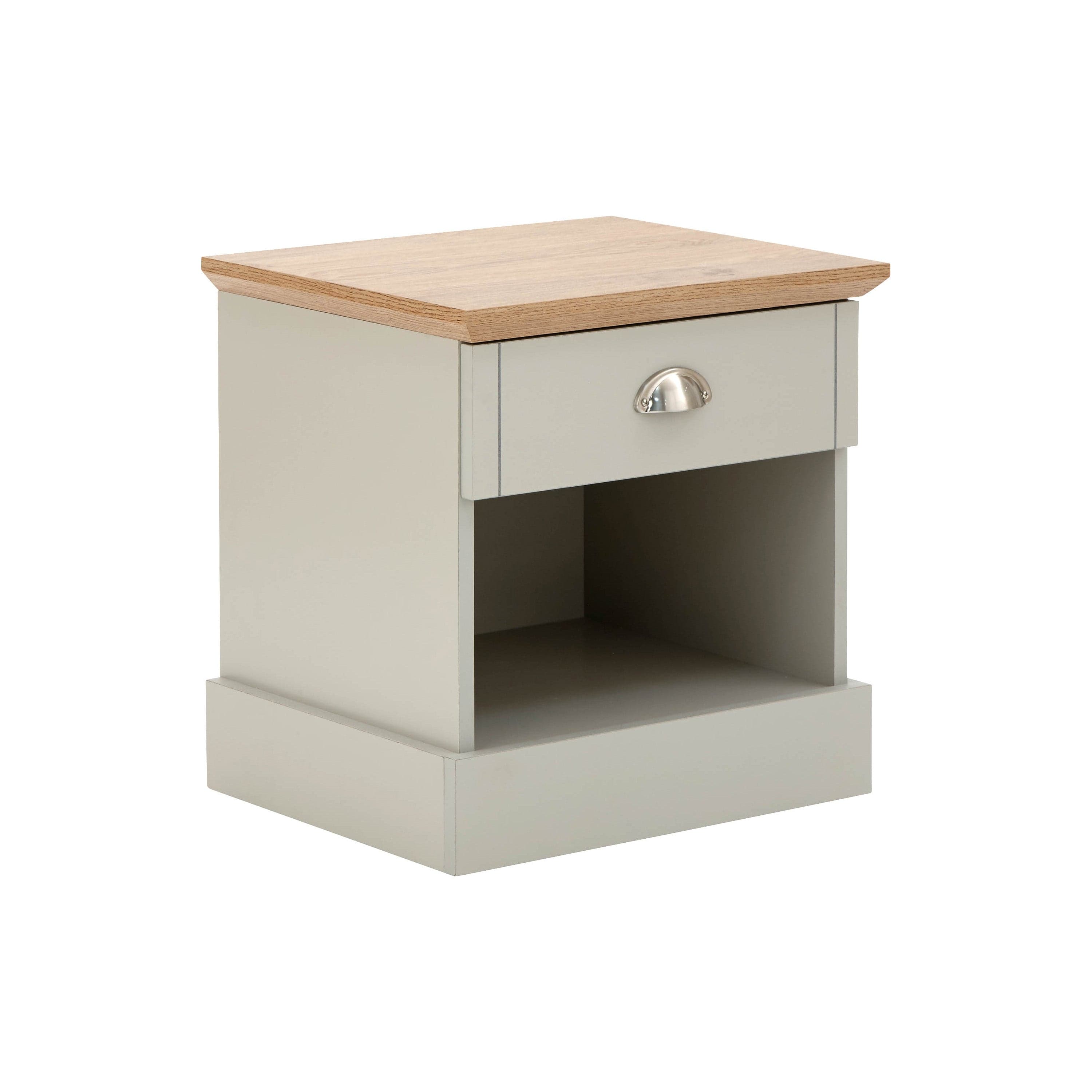 GFW Bedside Table Kendal 1 Drawer Bedside Grey Bed Kings