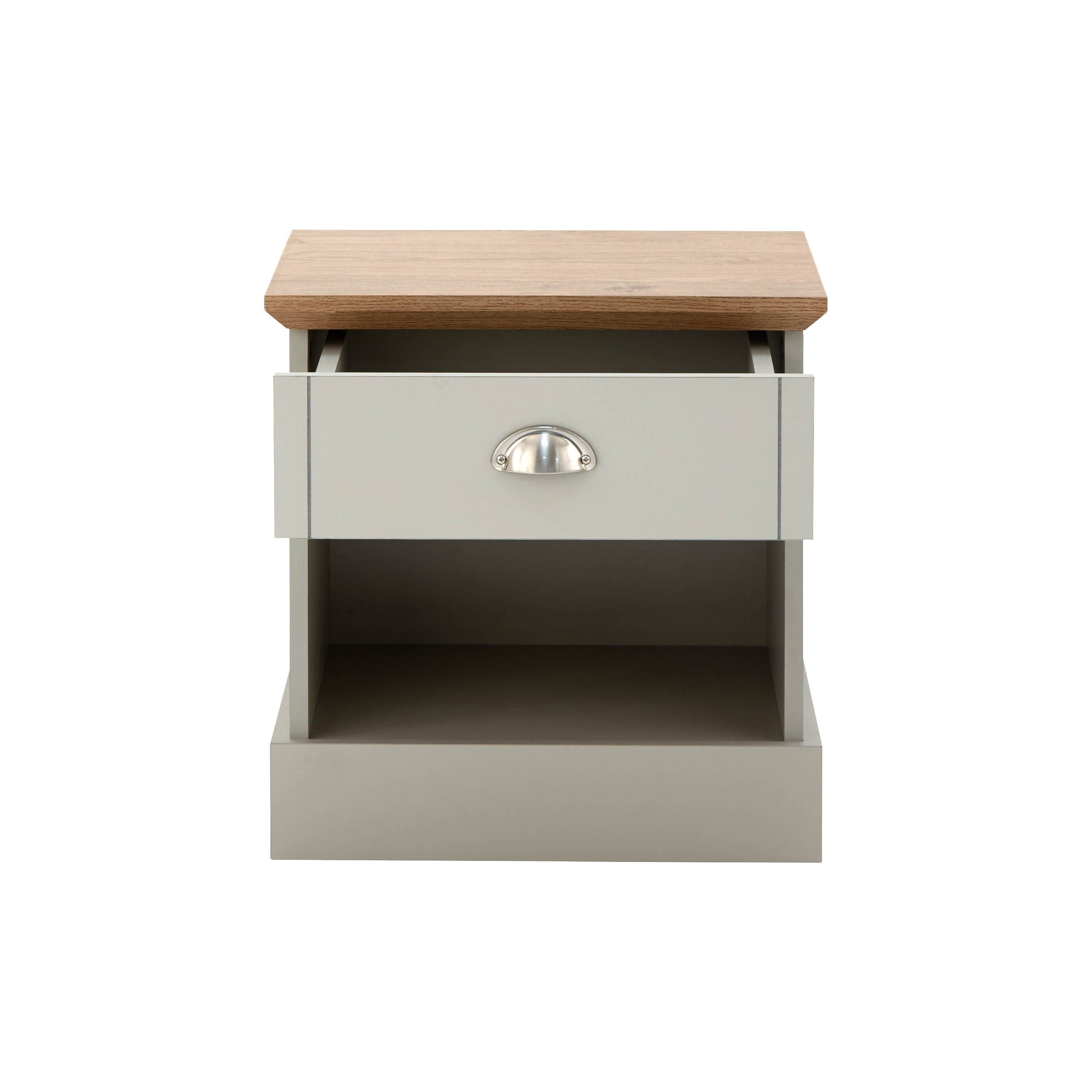 GFW Bedside Table Kendal 1 Drawer Bedside Grey Bed Kings