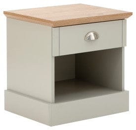 GFW Bedside Table Kendal 1 Drawer Bedside Pair Grey Bed Kings