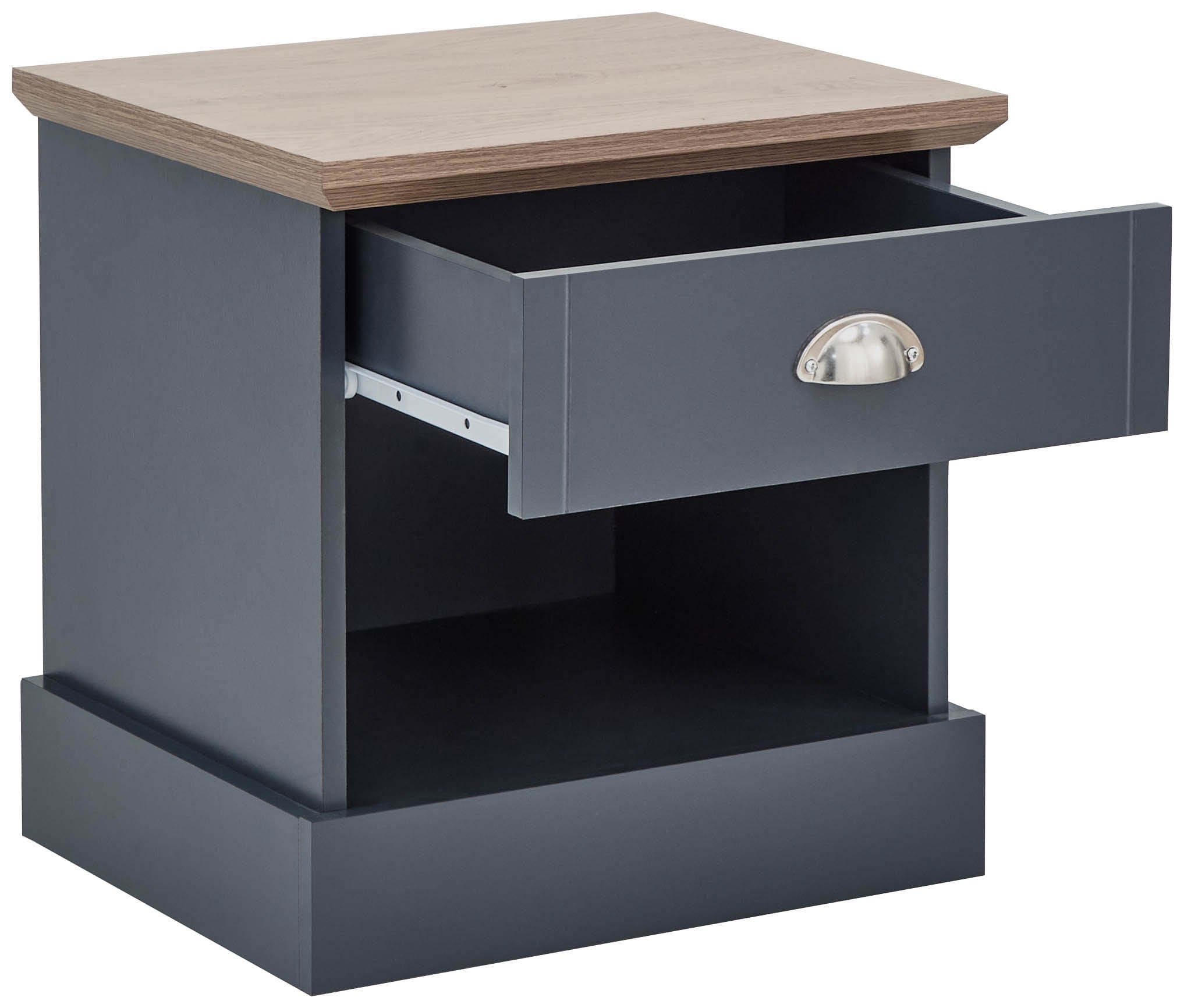 GFW Bedside Table Kendal 1 Drawer Bedside Slate Blue Bed Kings