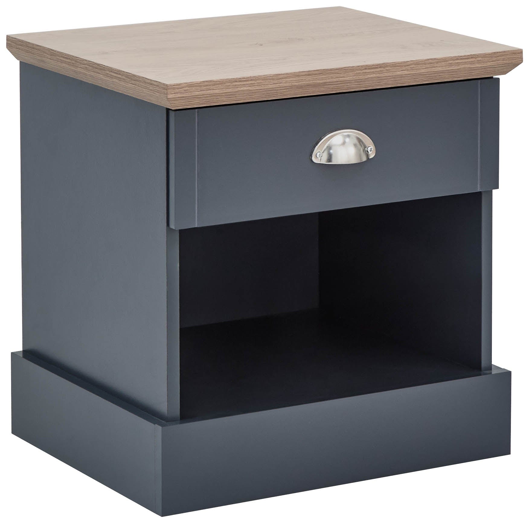 GFW Bedside Table Kendal 1 Drawer Bedside Slate Blue Bed Kings