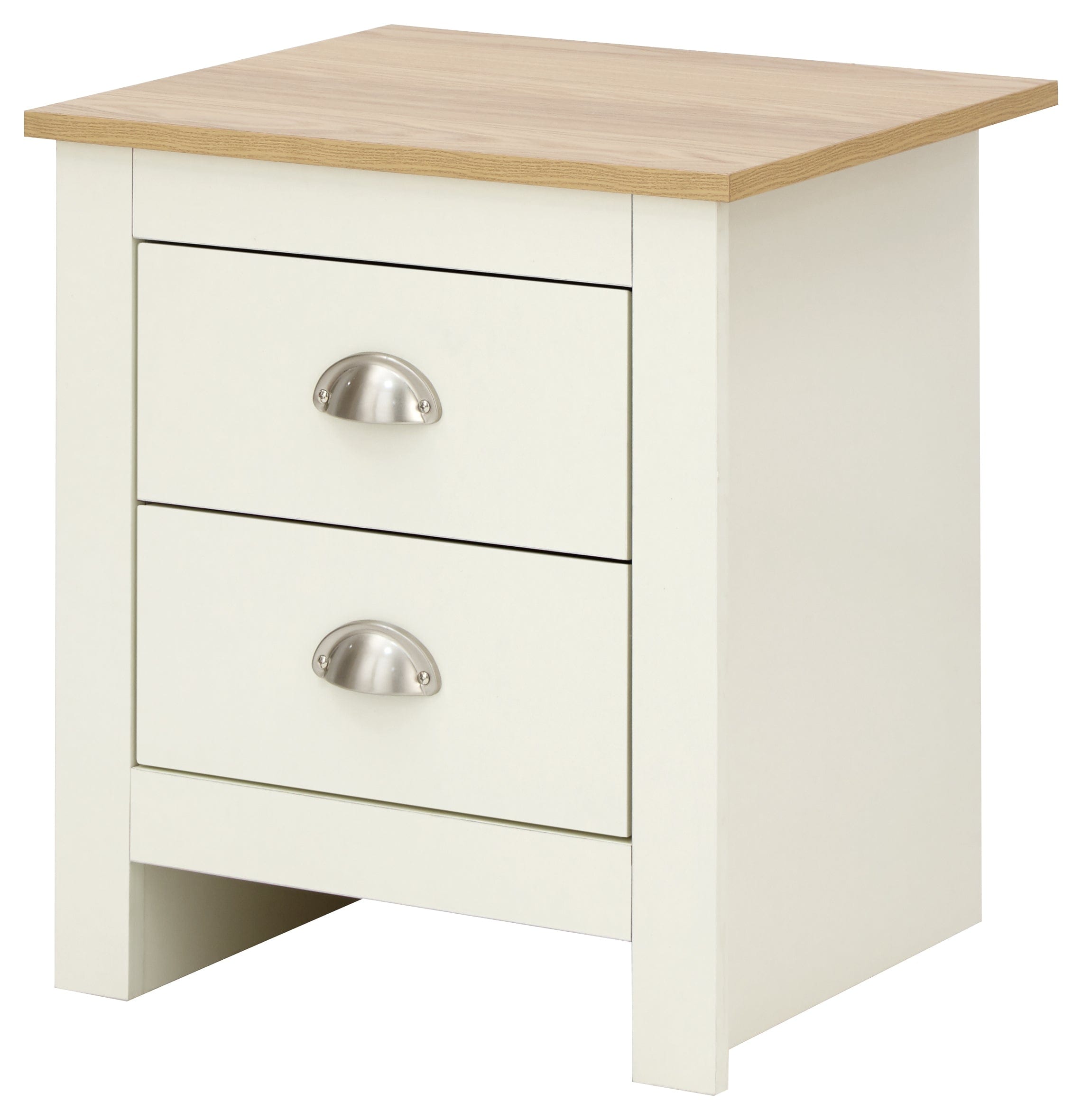 GFW Bedside Table Lancaster 2 Drawer Bedside Cream Bed Kings