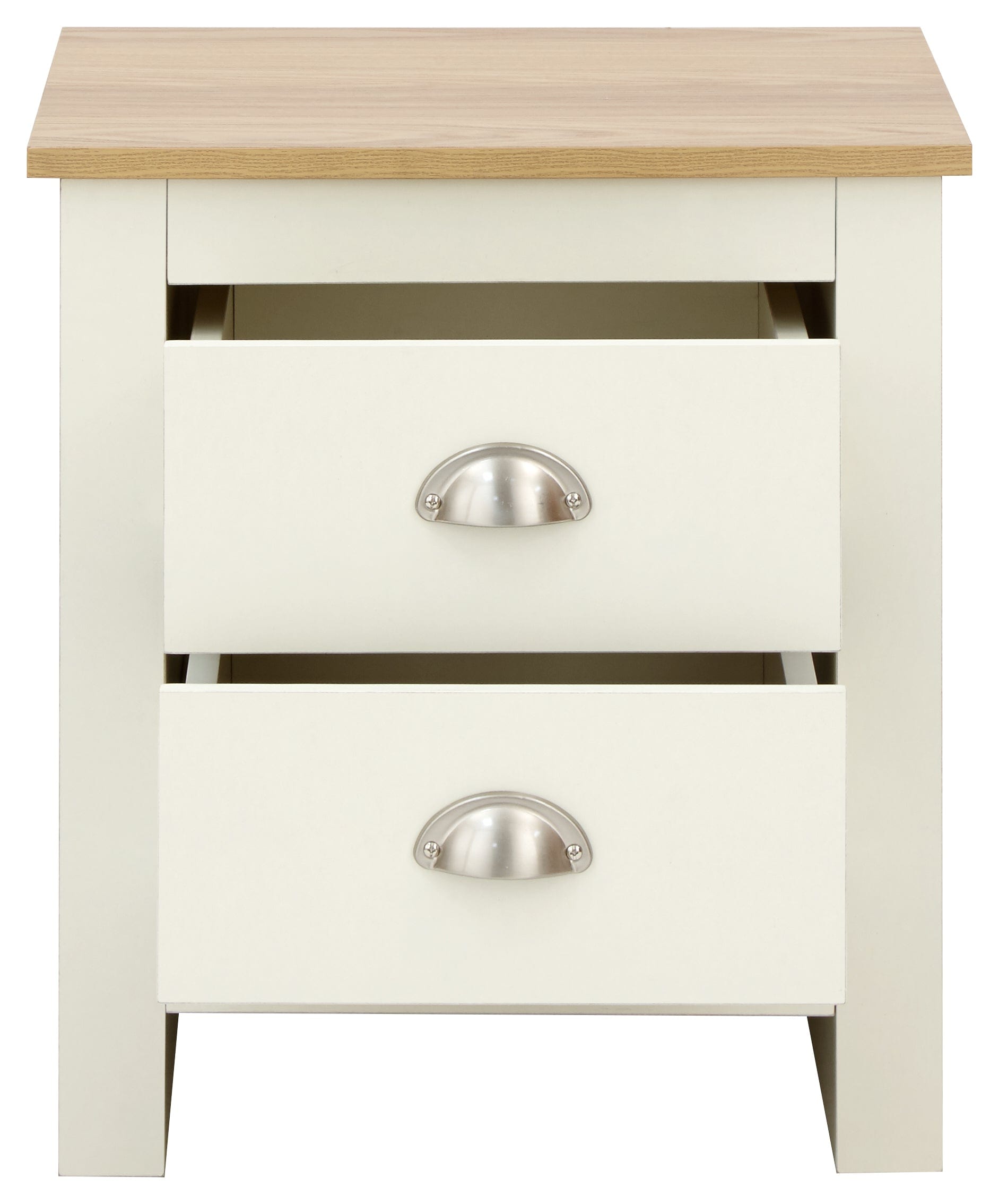 GFW Bedside Table Lancaster 2 Drawer Bedside Cream Bed Kings