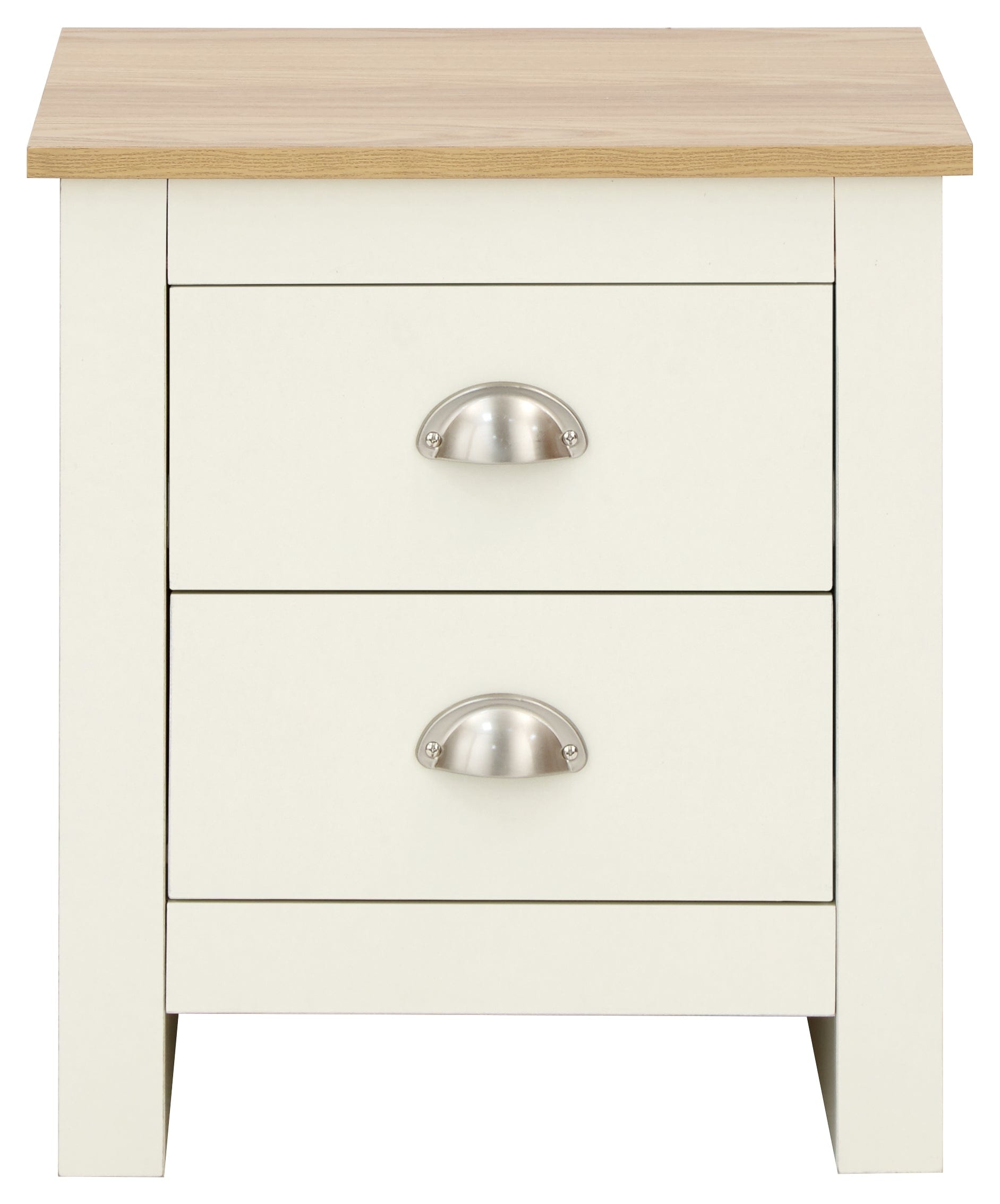 GFW Bedside Table Lancaster 2 Drawer Bedside Cream Bed Kings