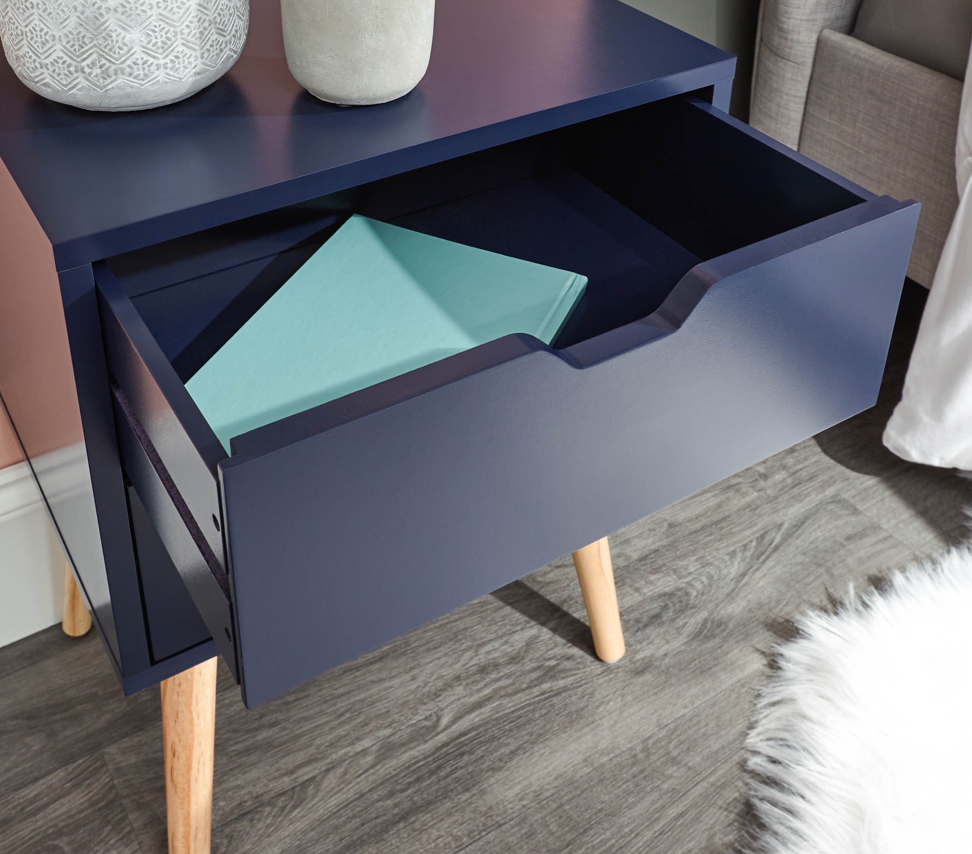 GFW Bedside Table Nyborg Pair Of 2 Drawer Bedsides Nightshadow Blue Bed Kings