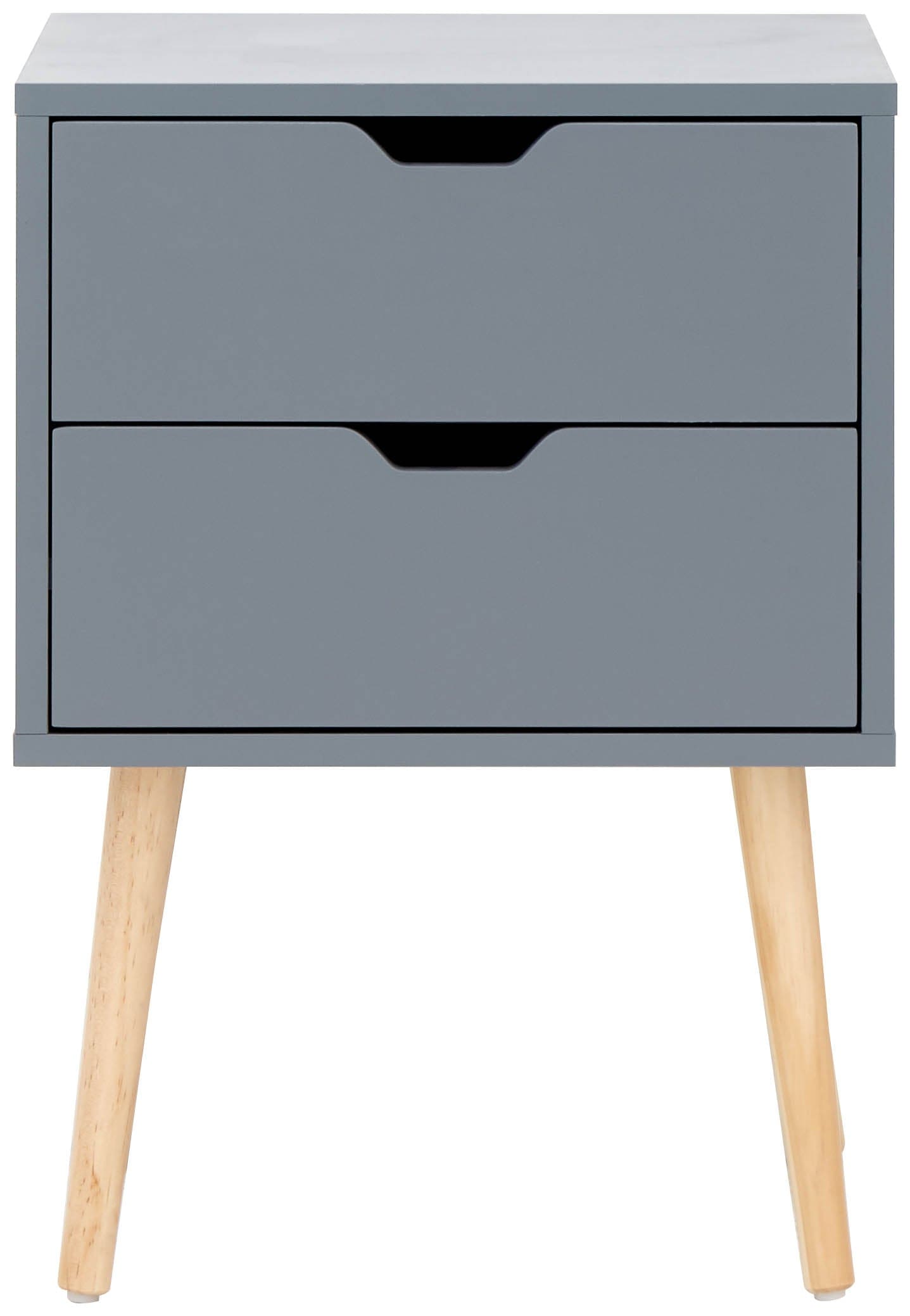 GFW Bedside Table Nyborg Set of 2 Bedside Cabinets with 2 drawers Dark Grey Bed Kings