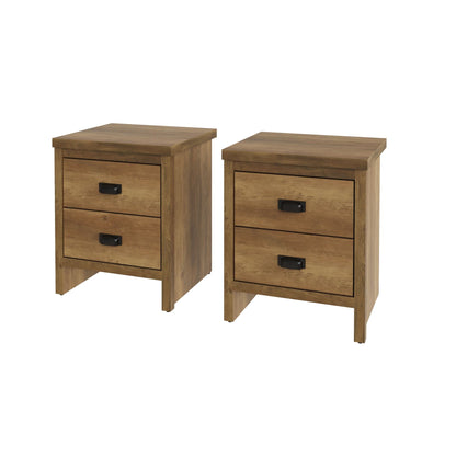 GFW Bedside Table Pair of Boston 2 Drawer Bedside Tables Knotty Oak Bed Kings