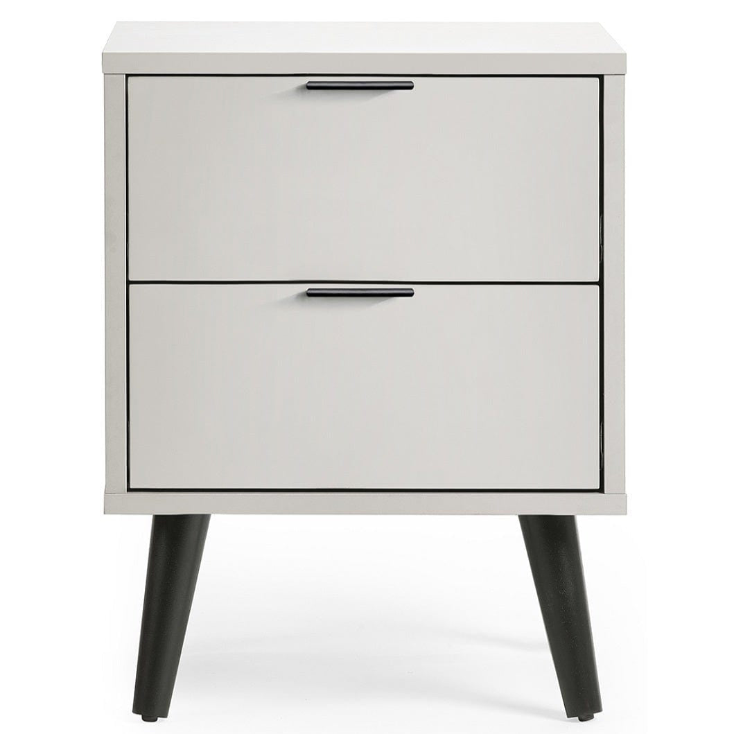 Julian Bowen Bedside Table Alba 2 Drawer Bedside - Silk Grey Bed Kings