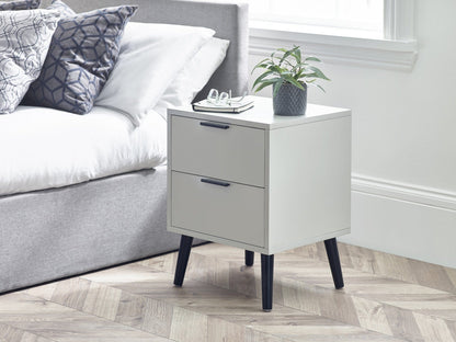 Julian Bowen Bedside Table Alba 2 Drawer Bedside - Silk Grey Bed Kings