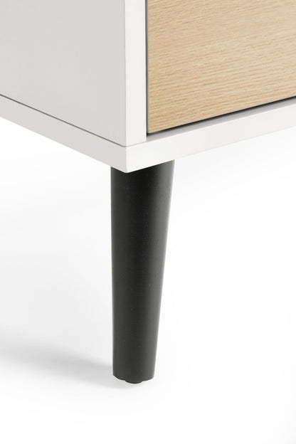 Julian Bowen Bedside Table Alba 2 Drawer Bedside - White/Oak Bed Kings
