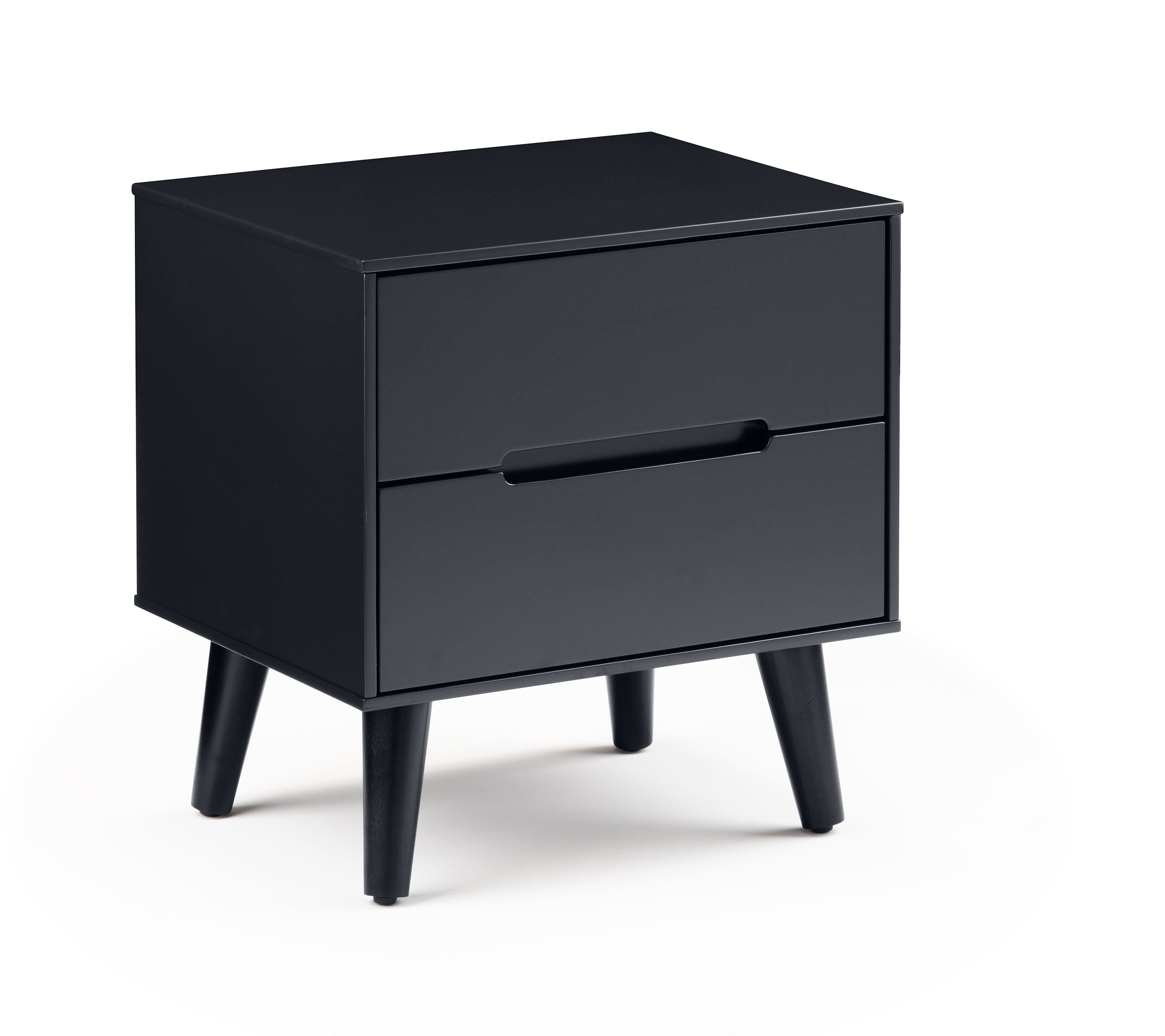 Julian Bowen Bedside Table Alicia 2 Drawer Bedside - Anthracite Bed Kings