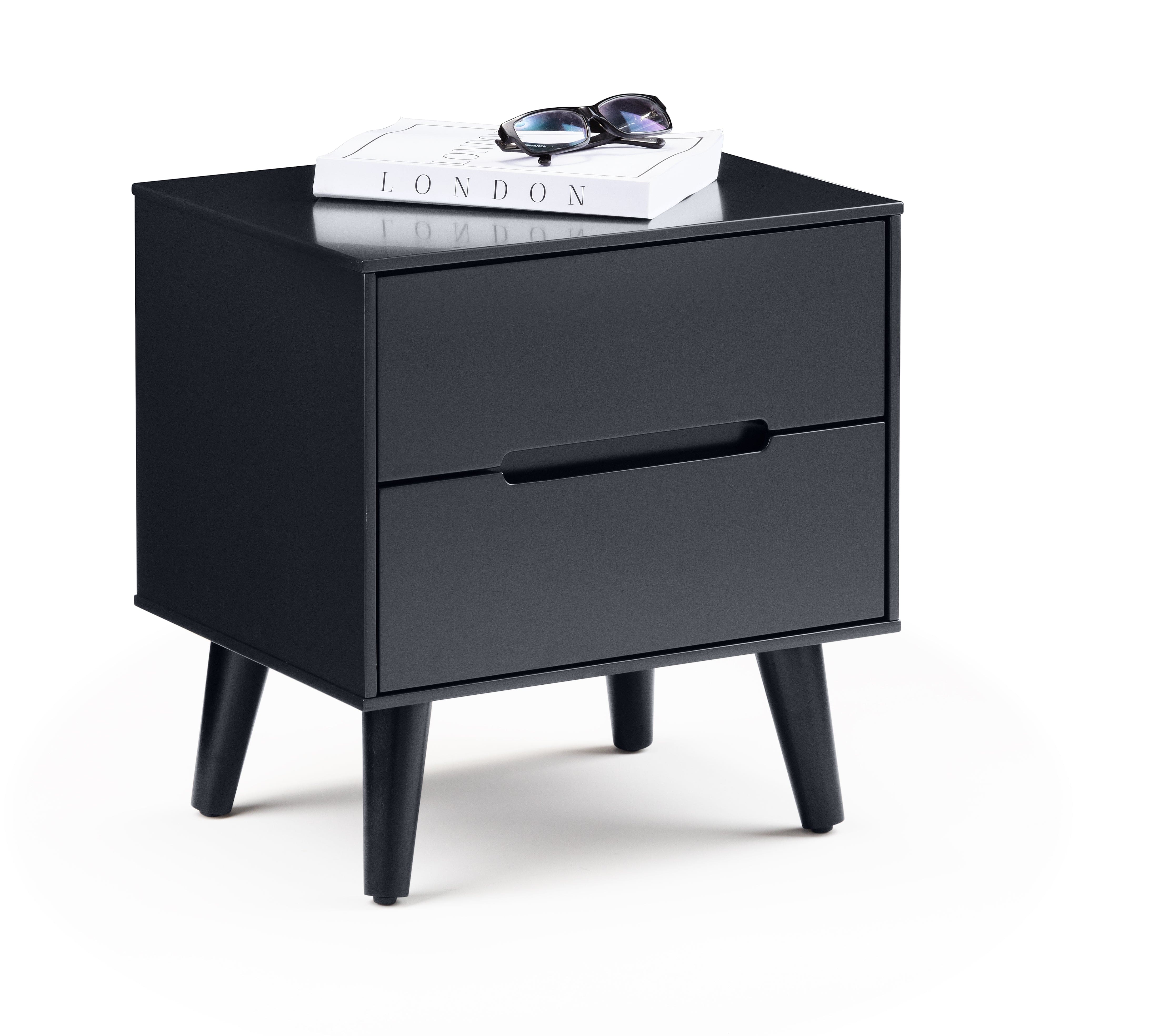 Julian Bowen Bedside Table Alicia 2 Drawer Bedside - Anthracite Bed Kings