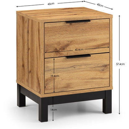 Julian Bowen Bedside Table Bali 2 Drawer Bedside Bed Kings