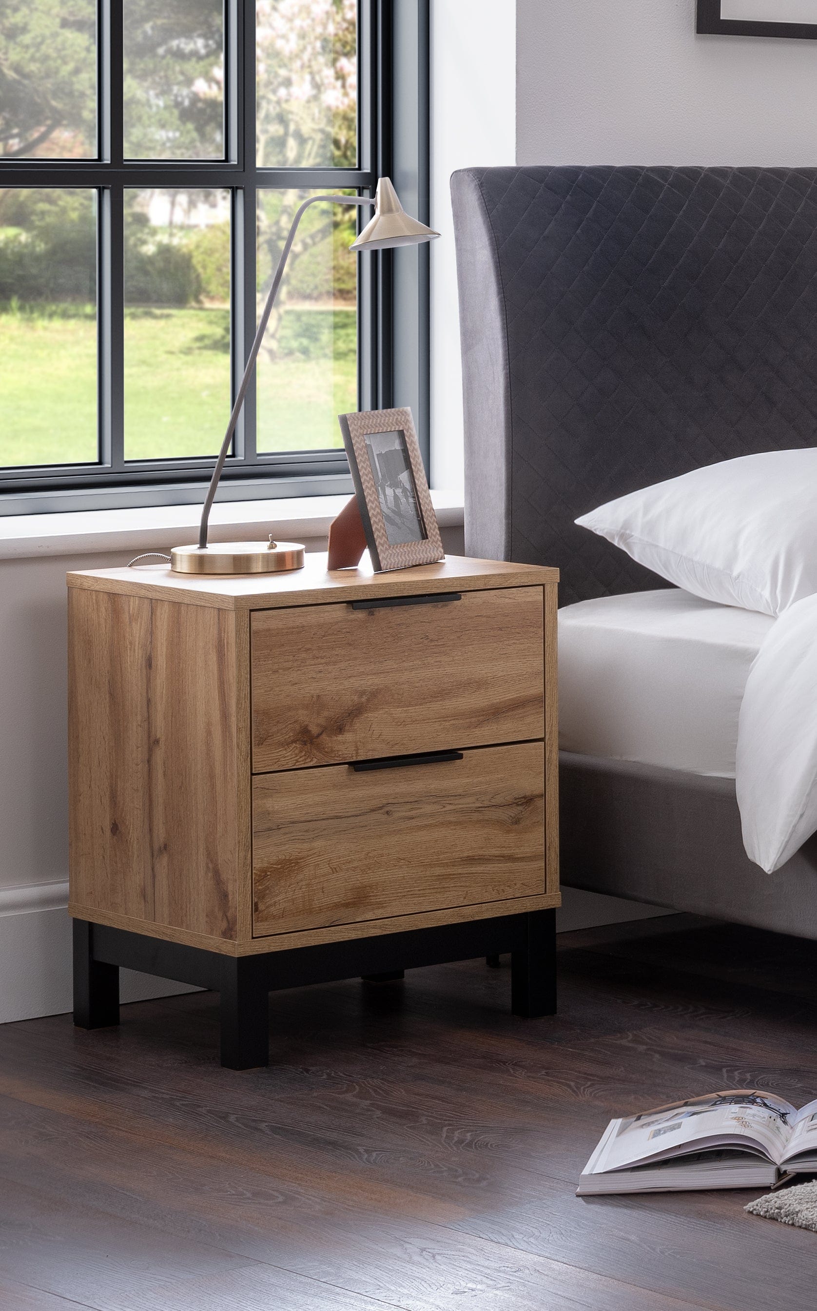 Julian Bowen Bedside Table Bali 2 Drawer Bedside Bed Kings