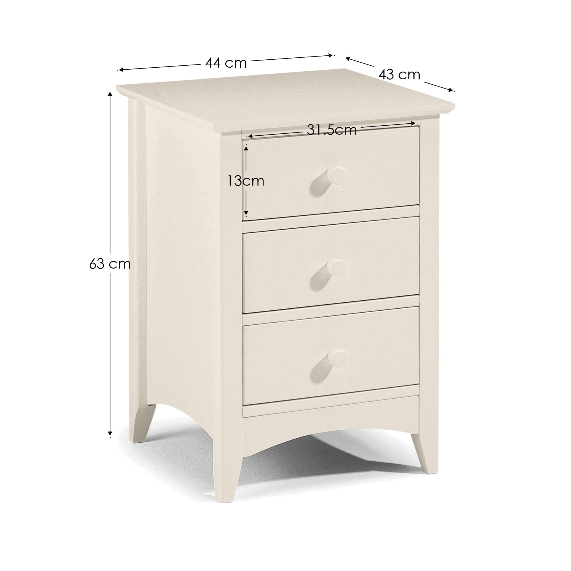 Julian Bowen Bedside Table Cameo 3 Drawer Bedside Bed Kings