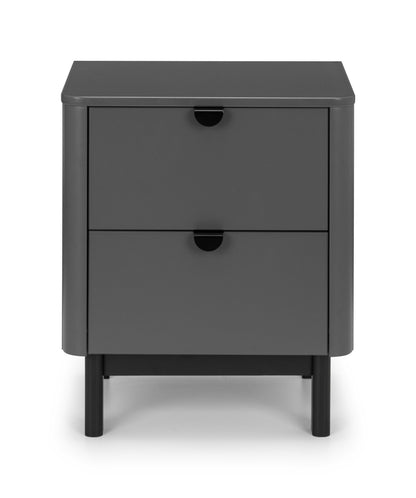 Julian Bowen Bedside Table Chloe 2 Drawer Bedside - Storm Grey/Black Bed Kings