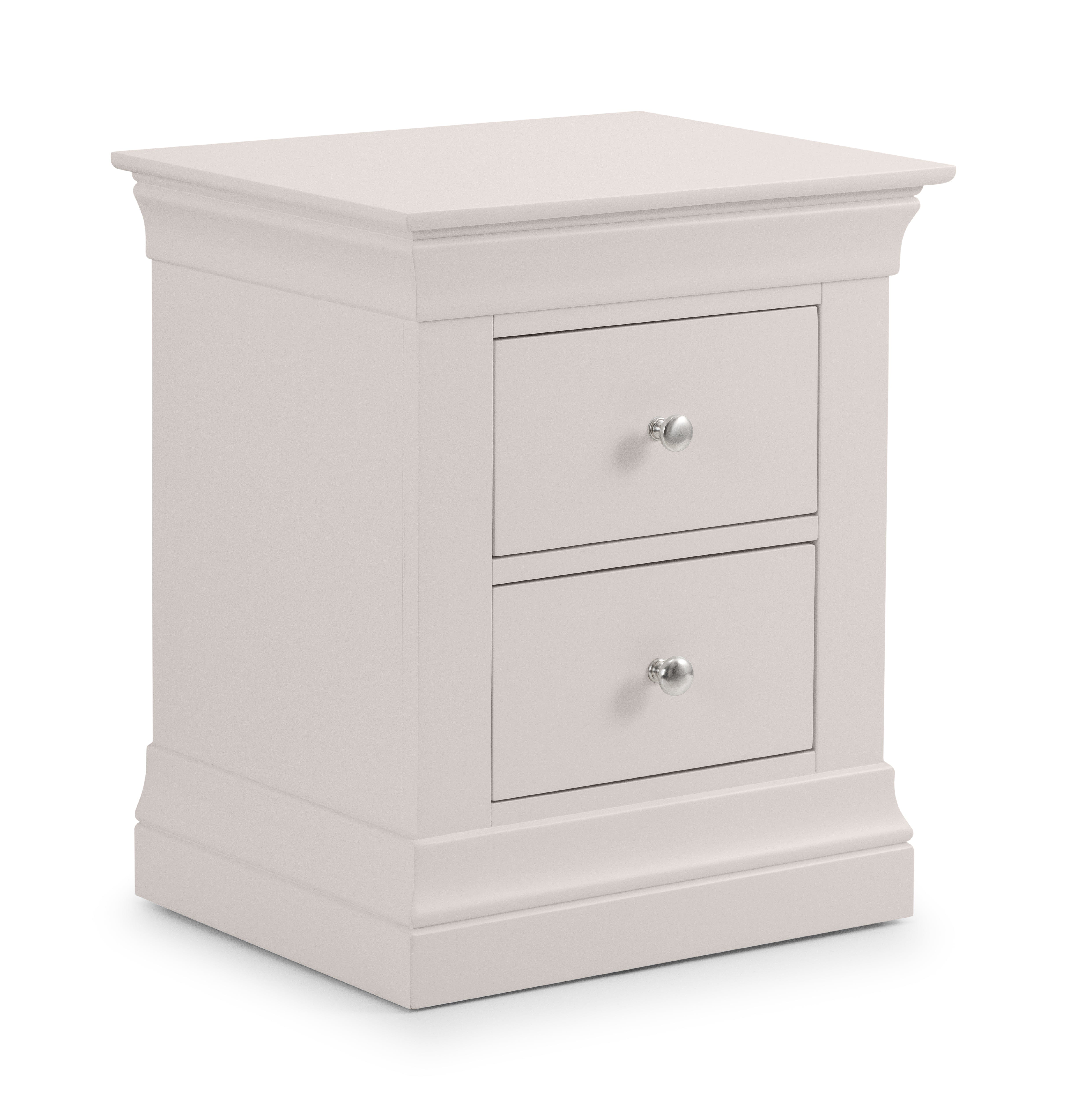 Julian Bowen Bedside Table Clermont 2 Drawer Bedside - Light Grey Bed Kings