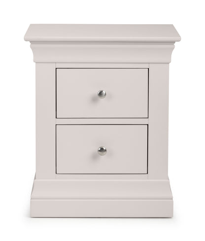 Julian Bowen Bedside Table Clermont 2 Drawer Bedside - Light Grey Bed Kings