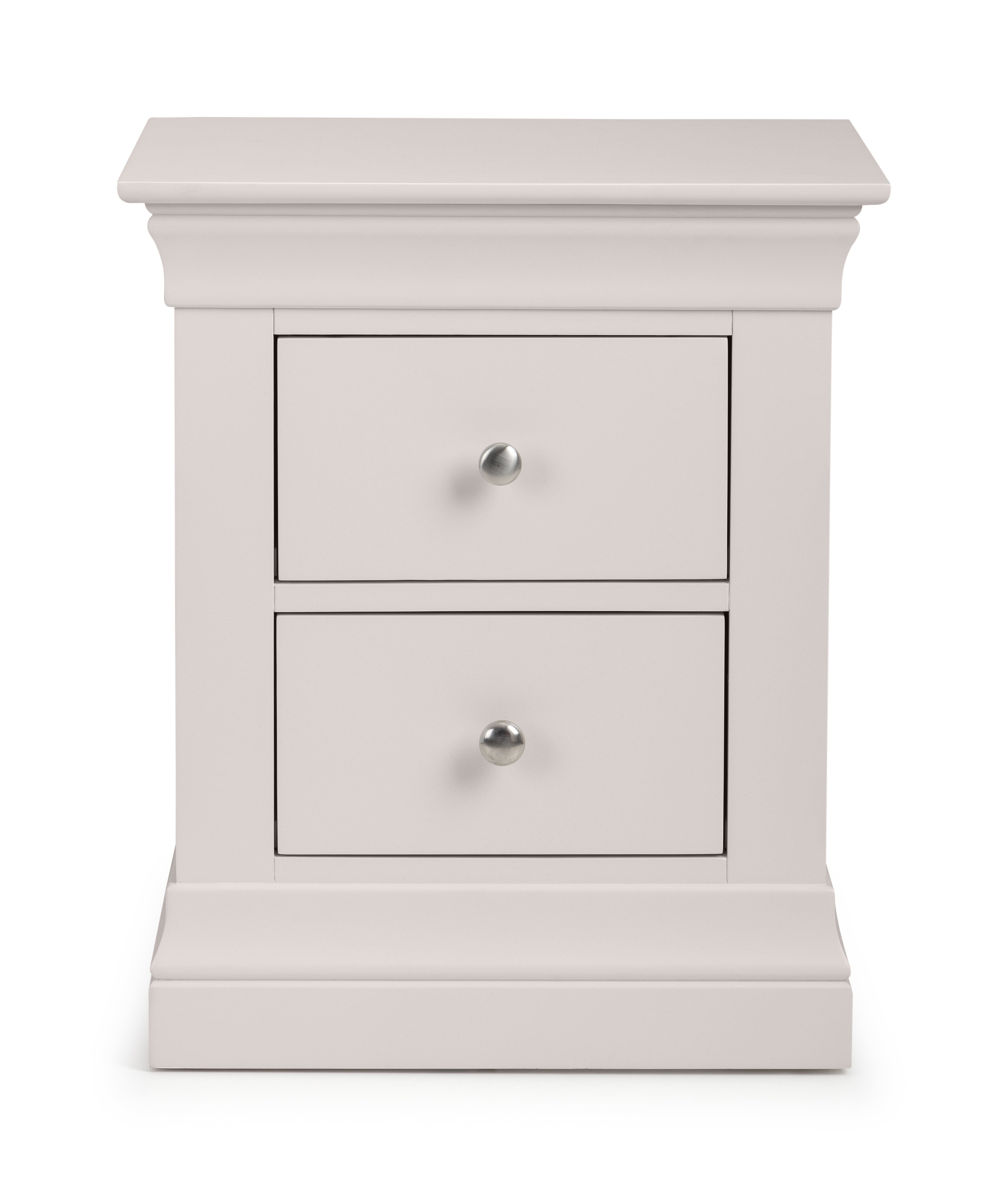 Julian Bowen Bedside Table Clermont 2 Drawer Bedside - Light Grey Bed Kings