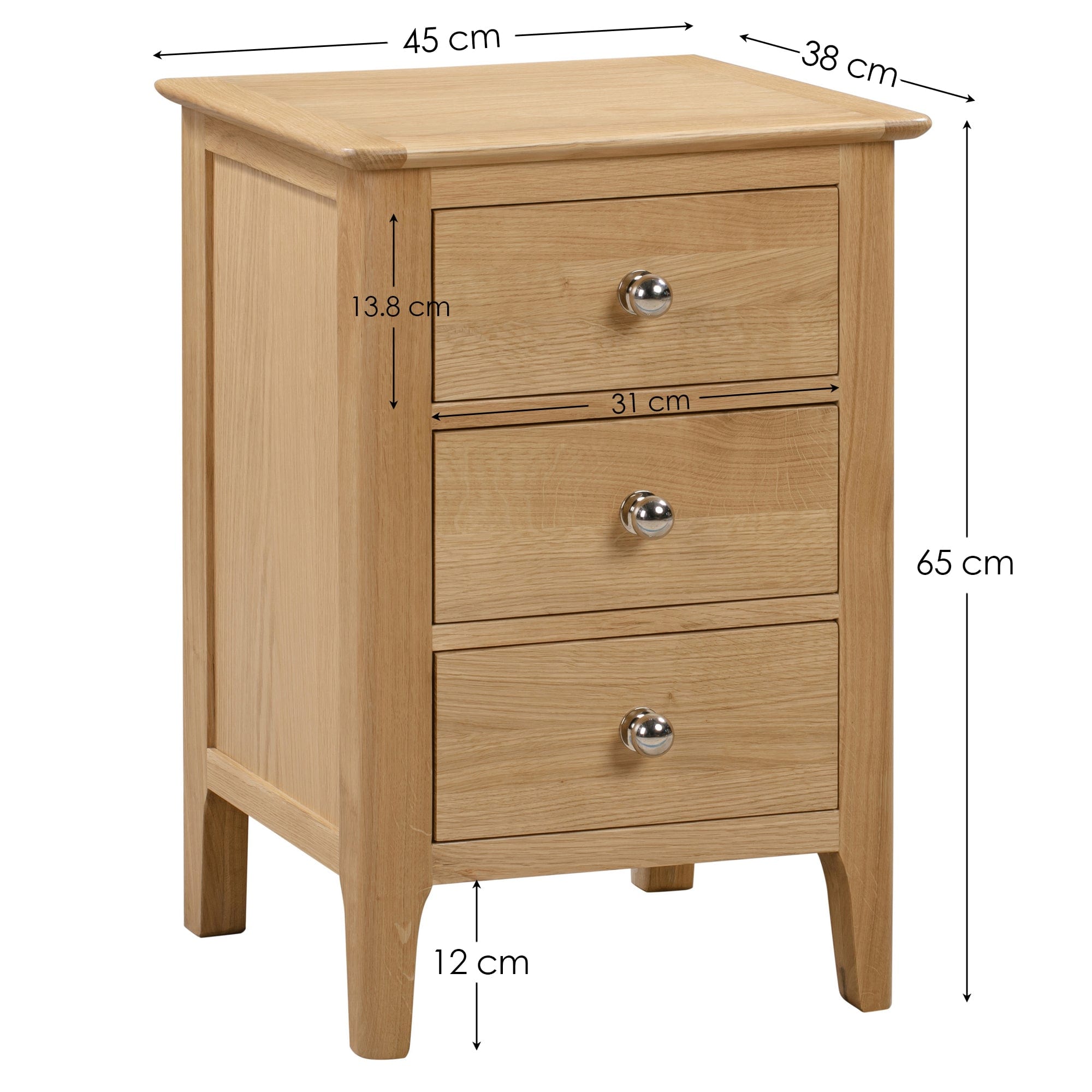 Julian Bowen Bedside Table Cotswold 3 Drawer Bedside Cabinet Bed Kings