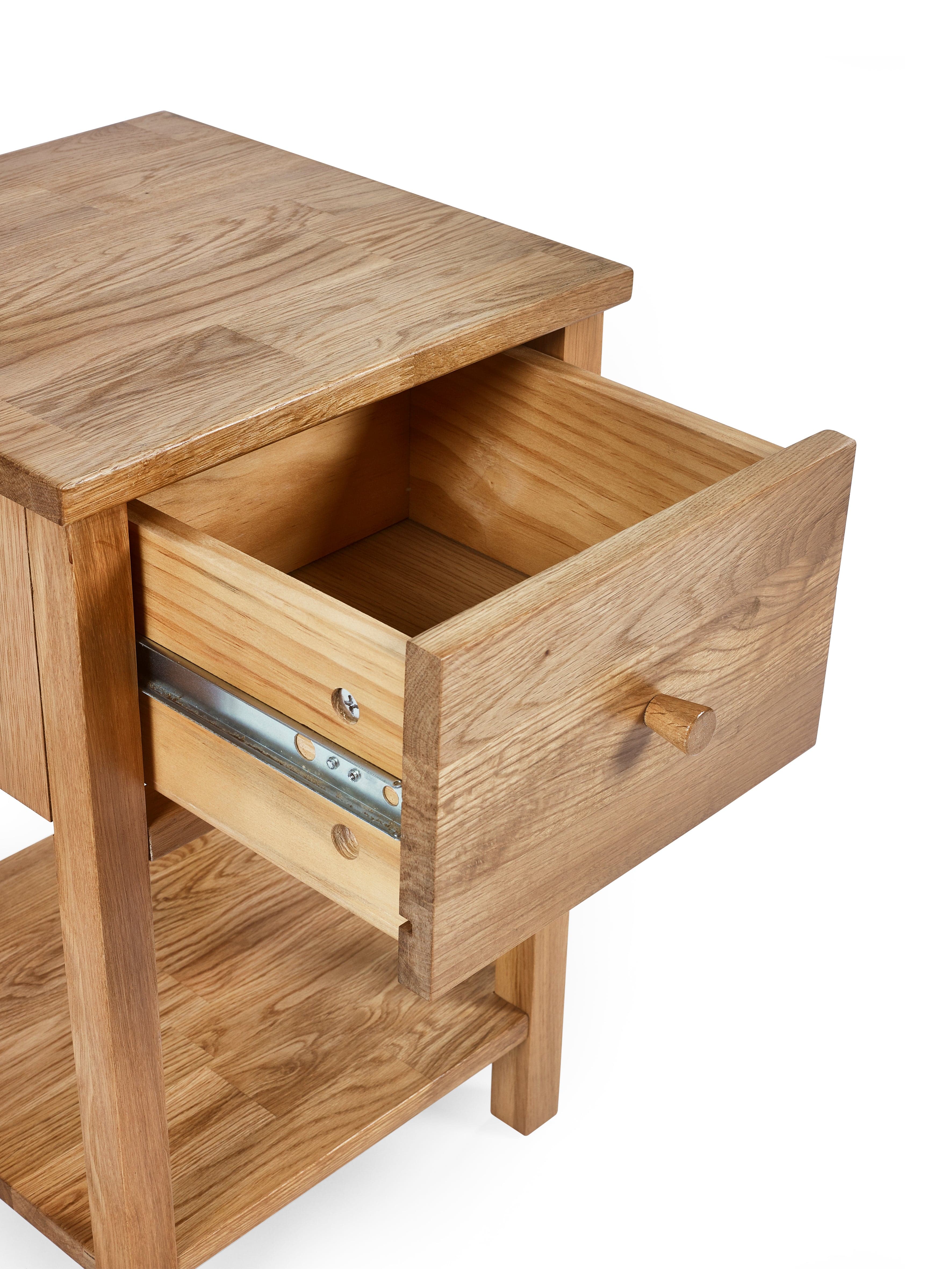 Julian Bowen Bedside Table Coxmoor 1 Drawer - Oak Bed Kings