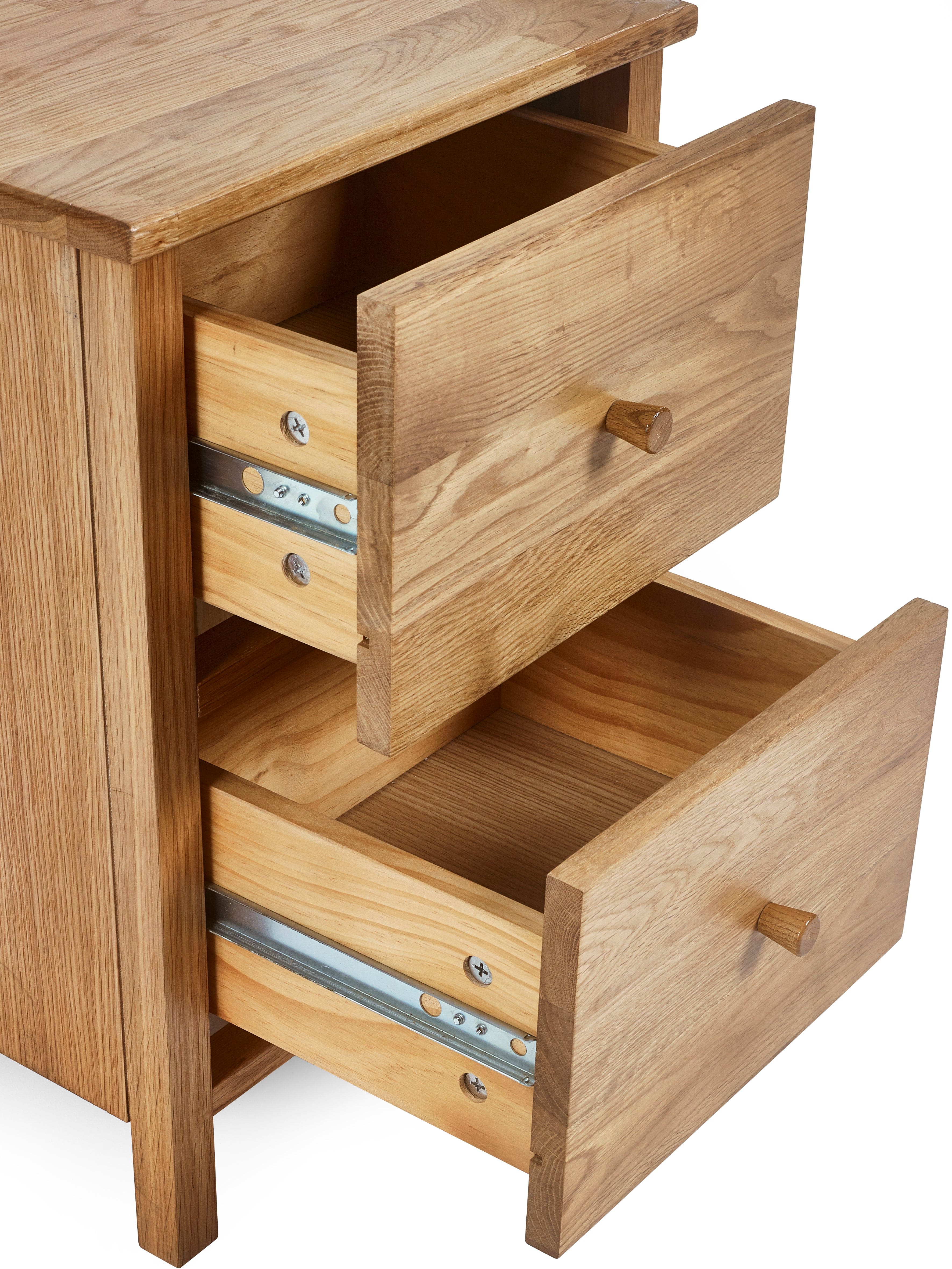 Julian Bowen Bedside Table Coxmoor 2 Drawer Bedside - Oak Bed Kings