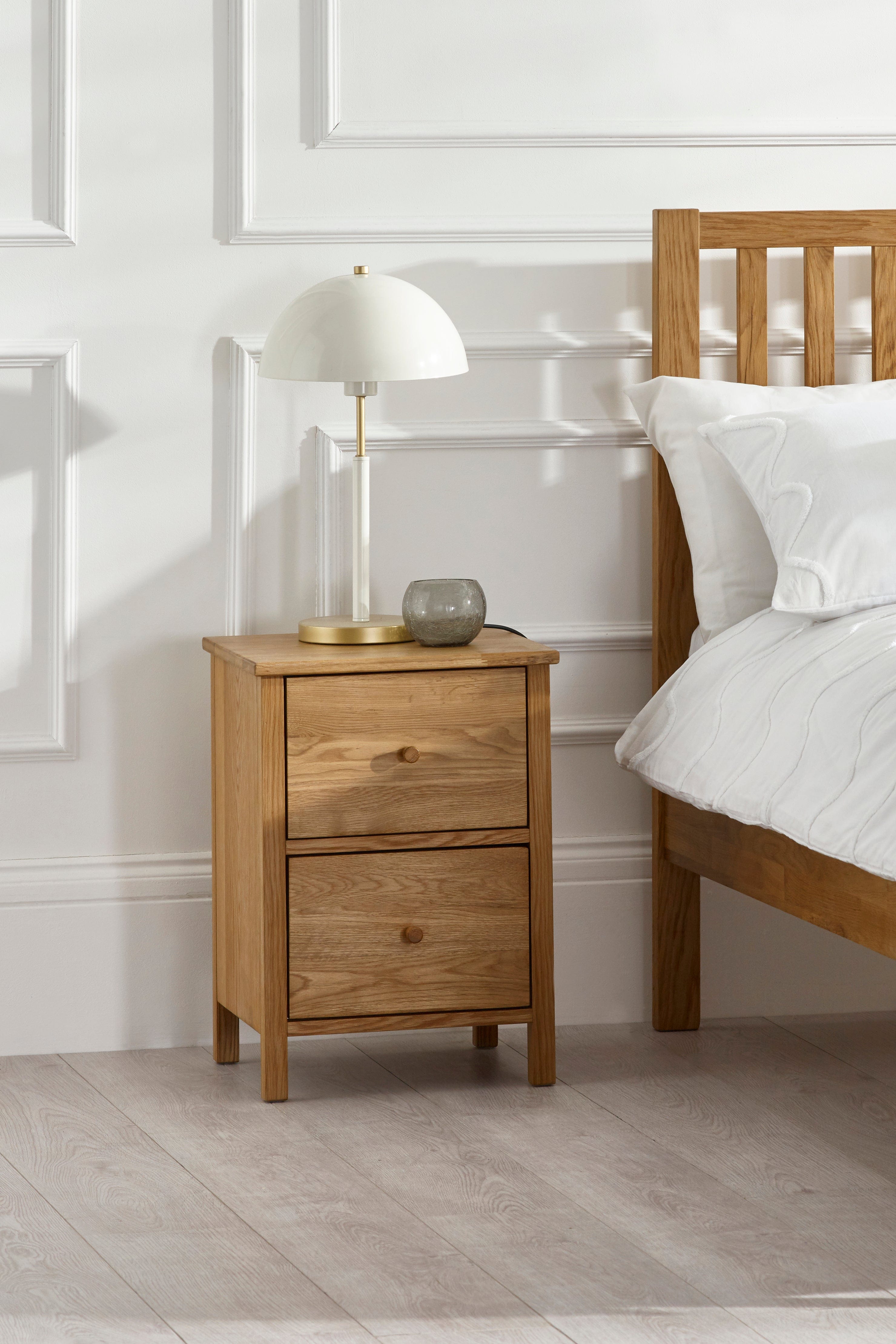 Julian Bowen Bedside Table Coxmoor 2 Drawer Bedside - Oak Bed Kings