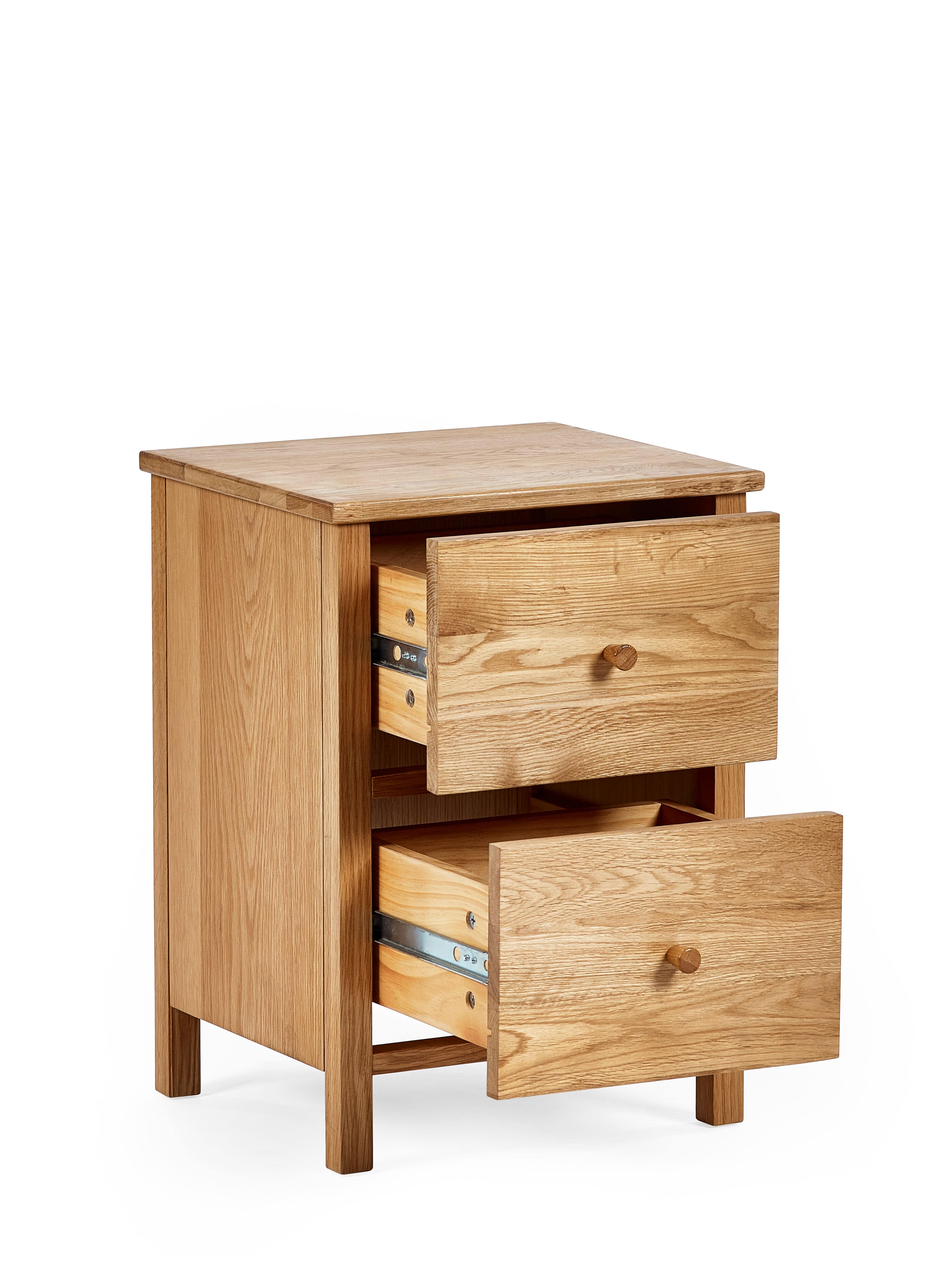 Julian Bowen Bedside Table Coxmoor 2 Drawer Bedside - Oak Bed Kings