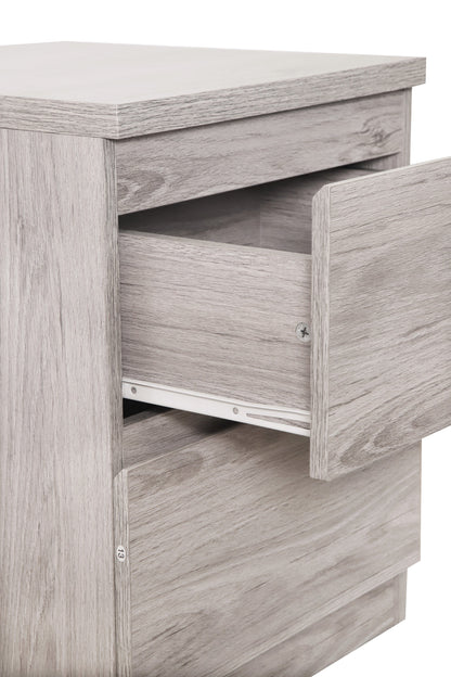 Julian Bowen Bedside Table Jupiter  2 Drawer Bedside Grey Oak Bed Kings