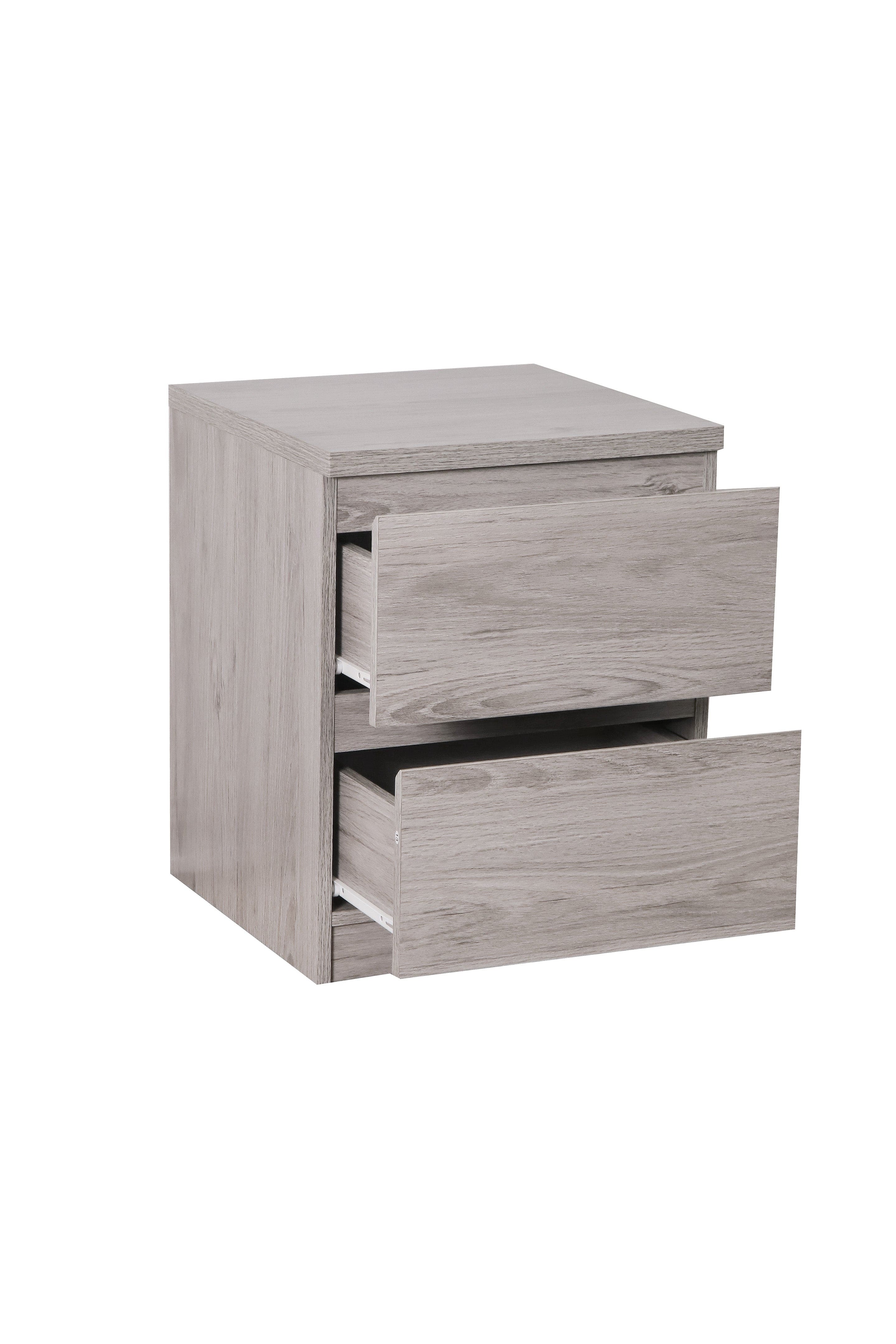 Julian Bowen Bedside Table Jupiter  2 Drawer Bedside Grey Oak Bed Kings