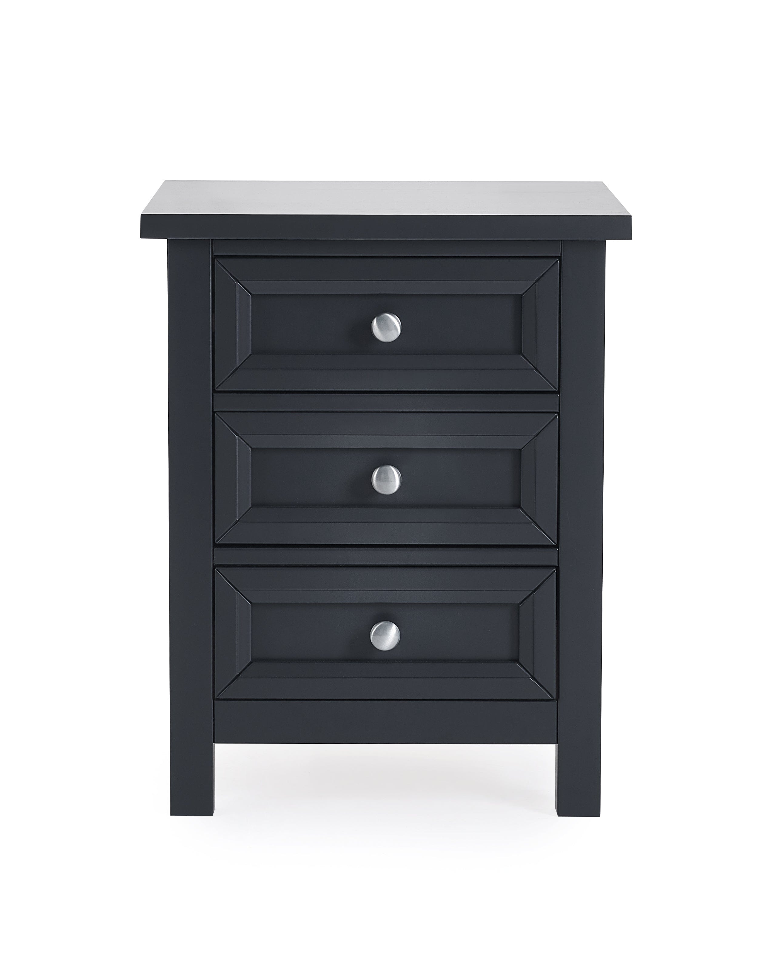 Julian Bowen Bedside Table Maine 3 Drawer Bedside - Anthracite Bed Kings