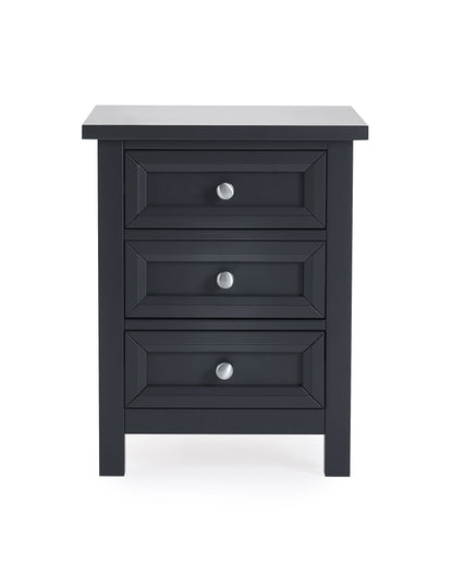 Julian Bowen Bedside Table Maine 3 Drawer Bedside - Anthracite Bed Kings