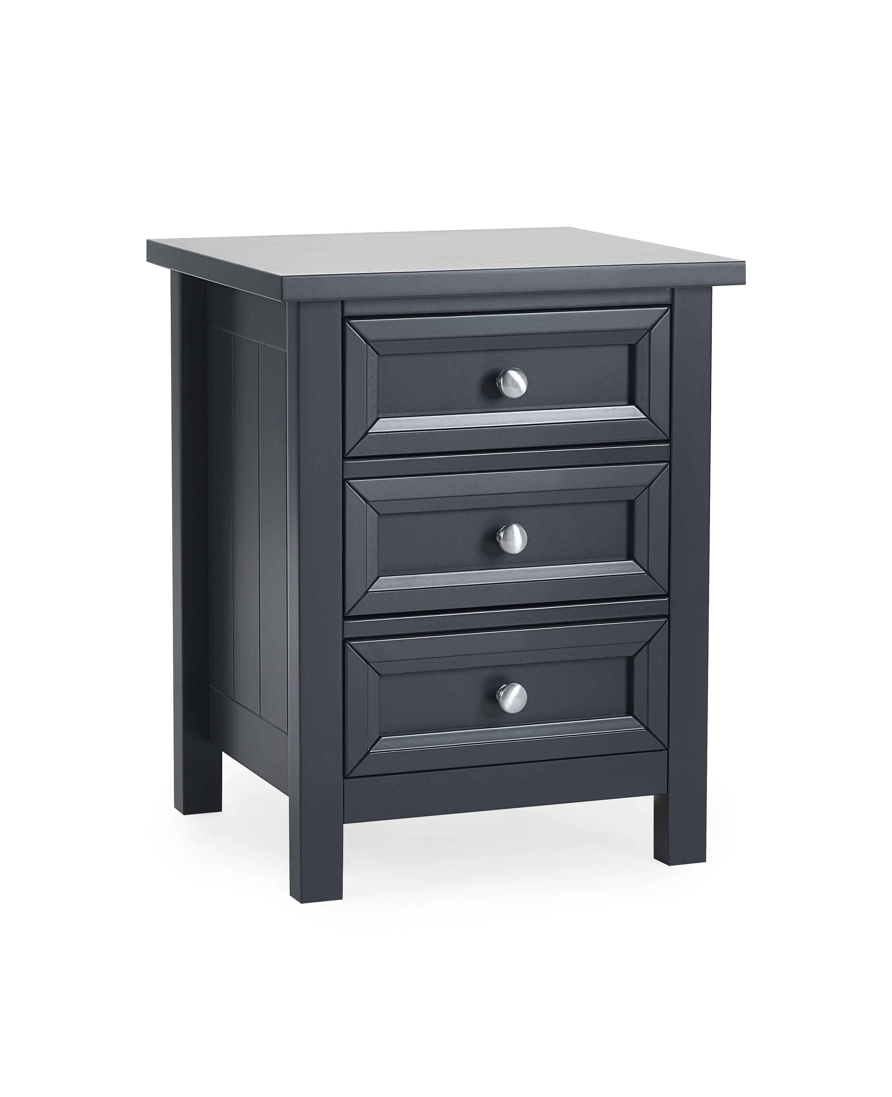 Julian Bowen Bedside Table Maine 3 Drawer Bedside - Anthracite Bed Kings