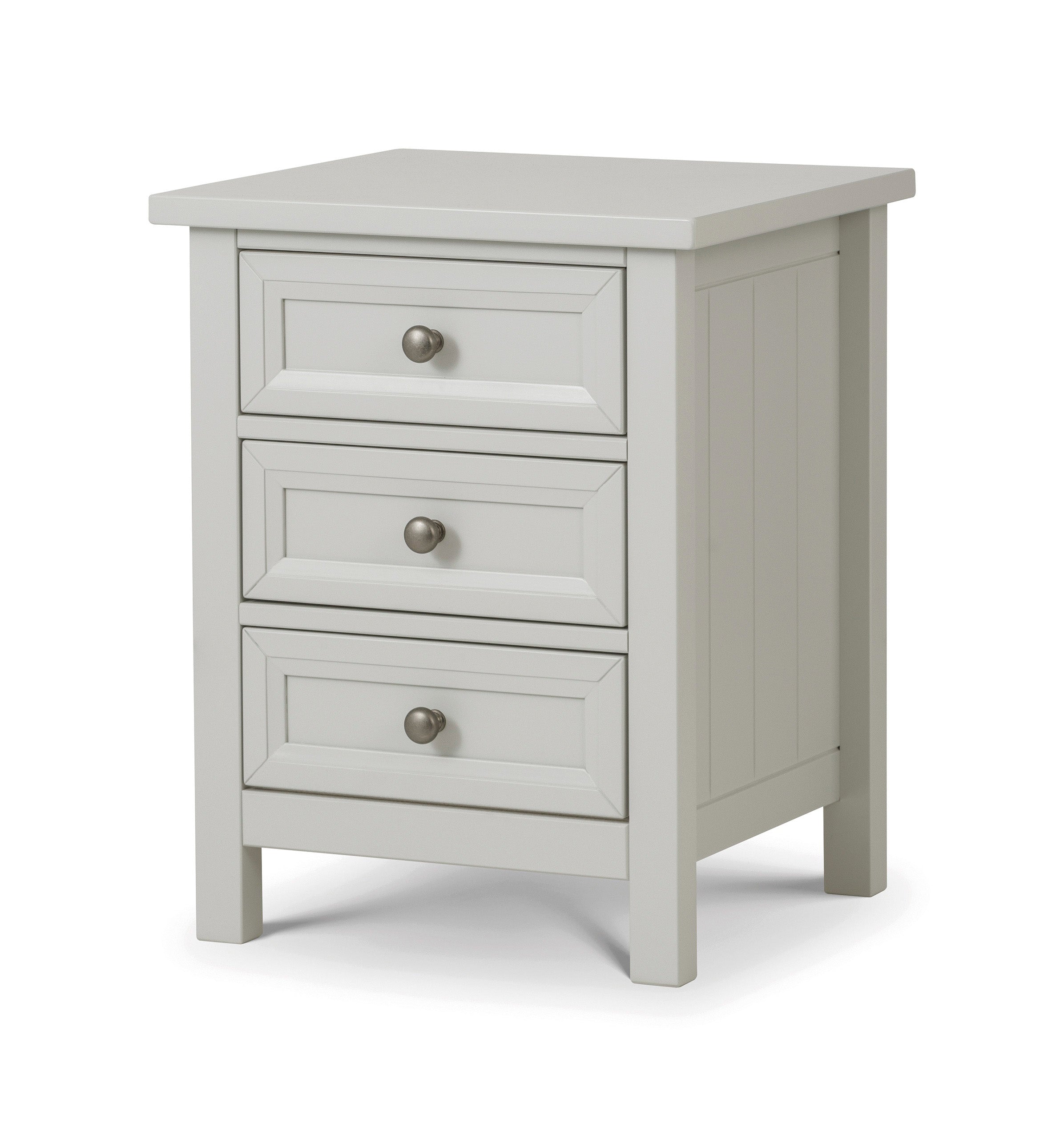 Julian Bowen Bedside Table Maine 3 Drawer Bedside- Dove Grey Bed Kings