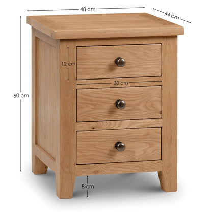 Julian Bowen Bedside Table Marlborough 3 Drawer Bedside Ass Bed Kings
