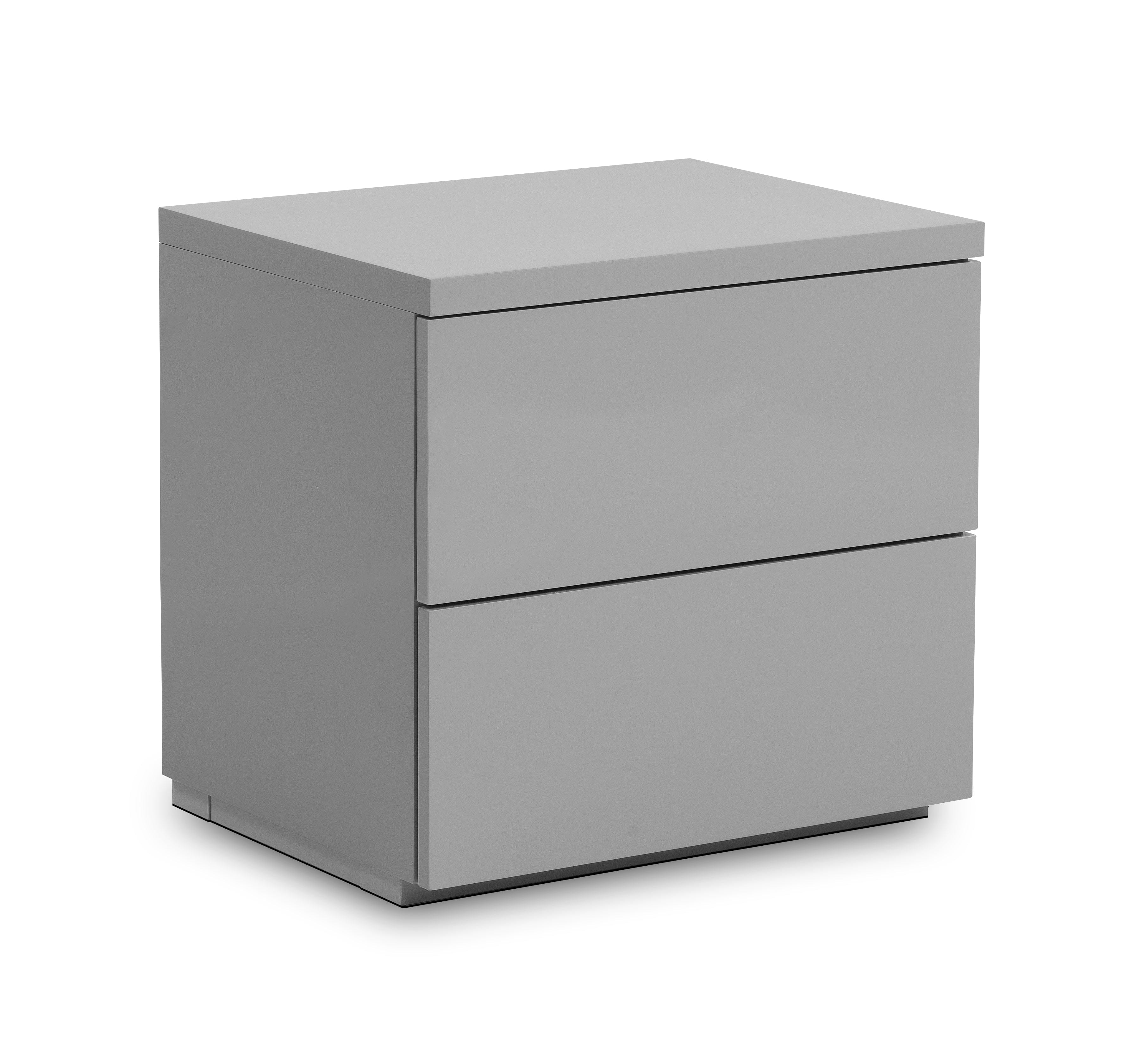 Julian Bowen Bedside Table Monaco 2 Drw Bedside - Grey Gloss Bed Kings