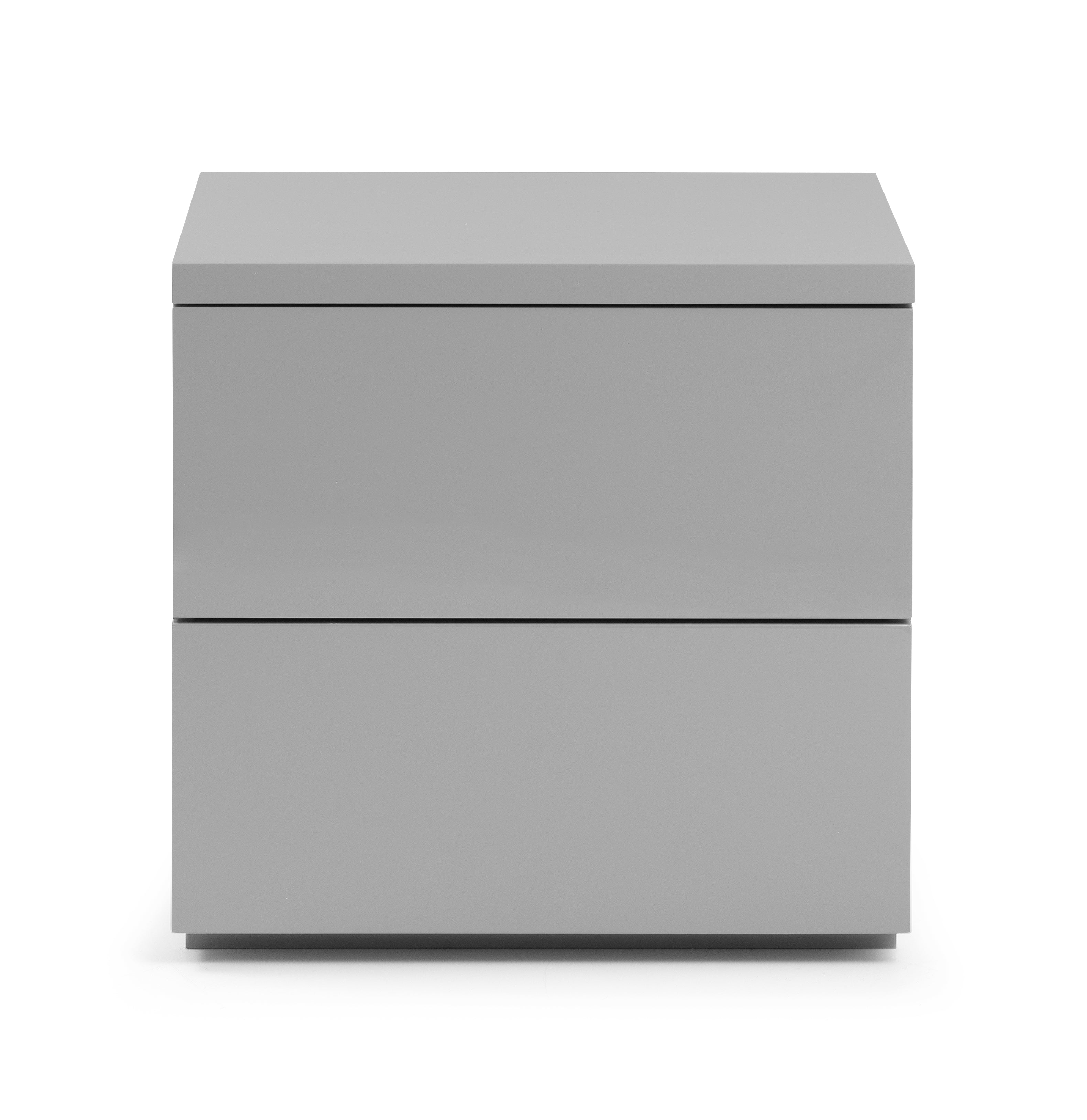 Julian Bowen Bedside Table Monaco 2 Drw Bedside - Grey Gloss Bed Kings